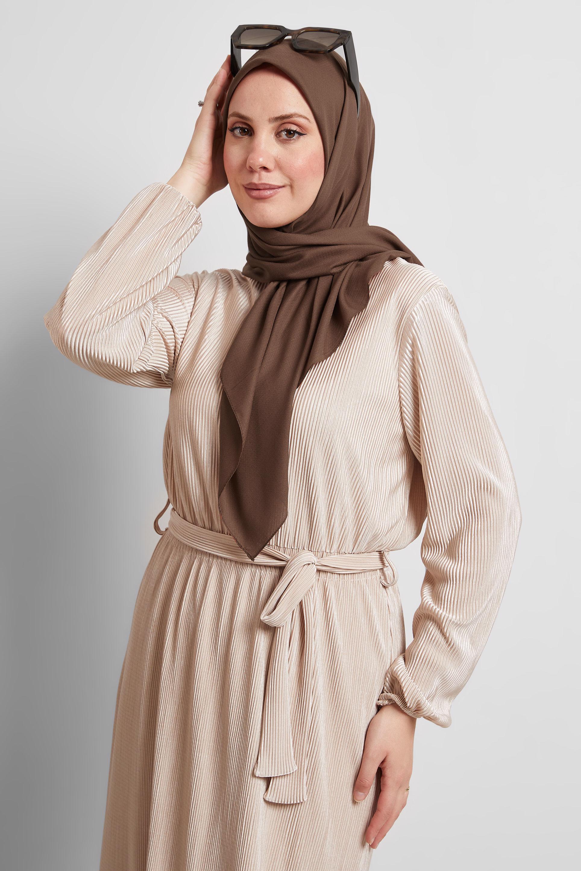 Tesettür giyim KAHVE ALVİNA DÜZ EŞARP 8529