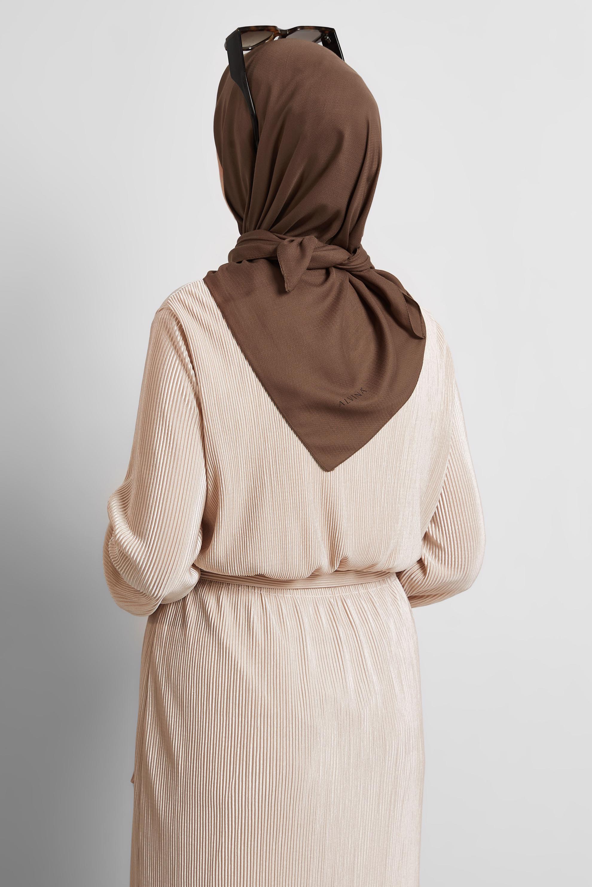 Tesettür giyim KAHVE ALVİNA DÜZ EŞARP 8529