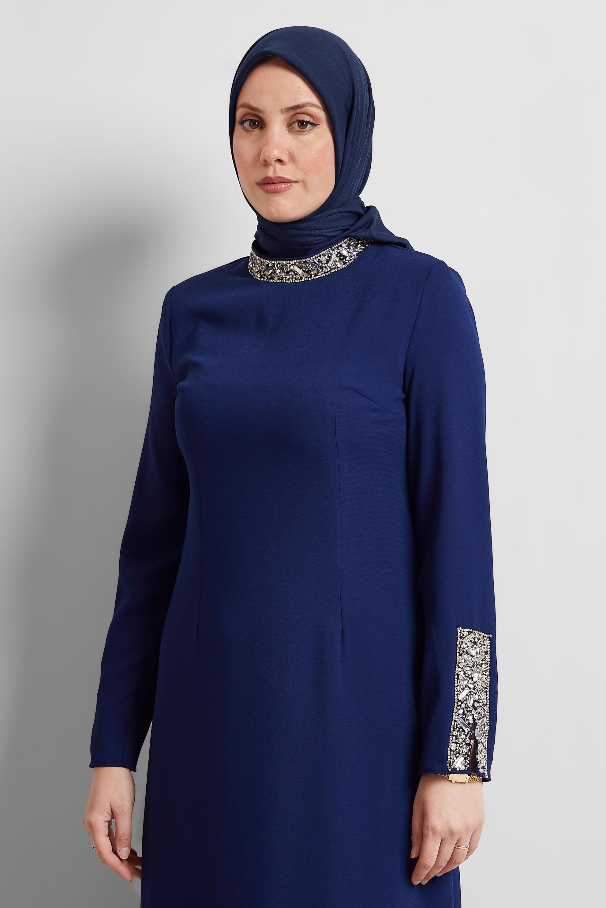 Tesettür giyim LACİVERT ALVİNA DÜZ EŞARP 8529