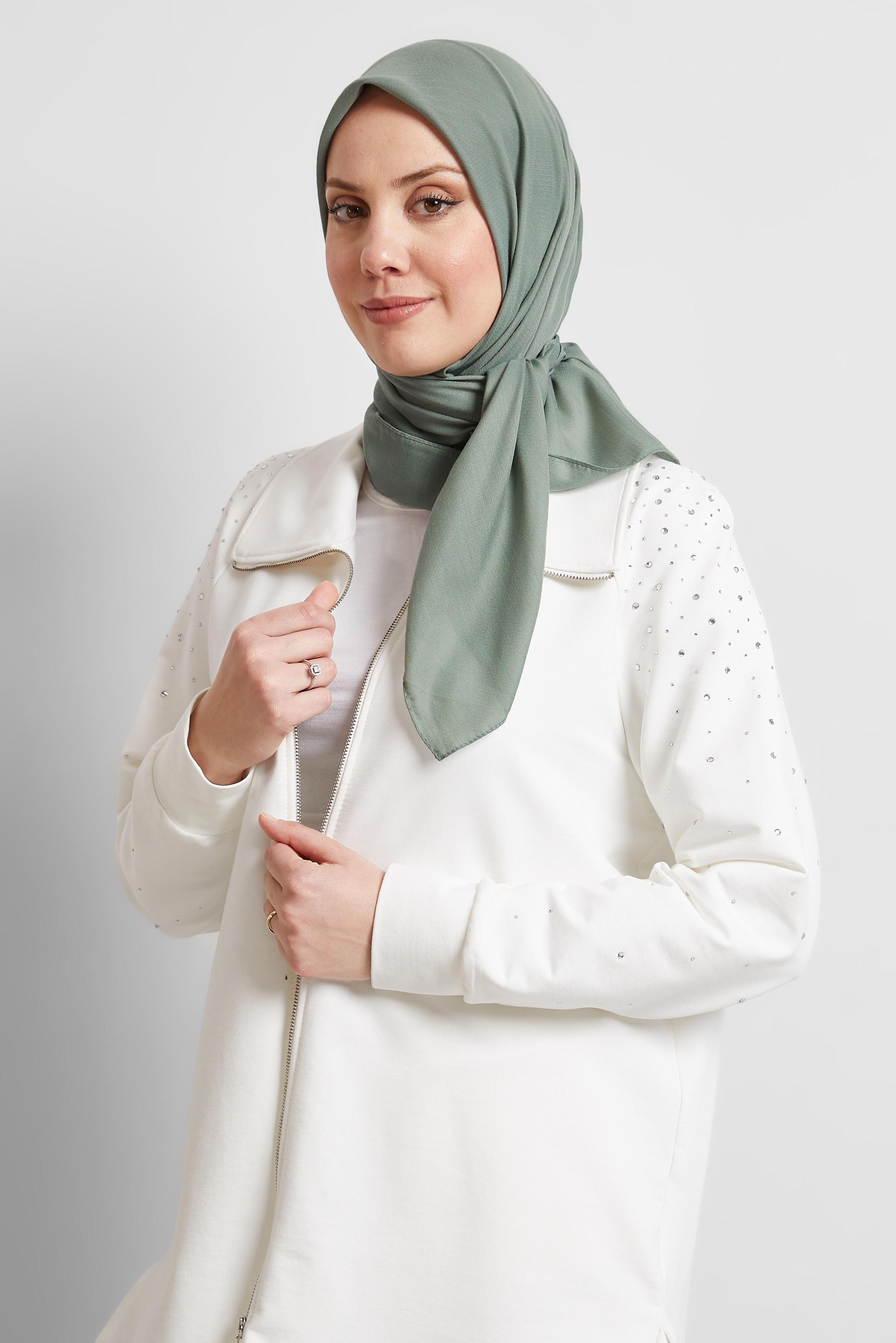 Tesettür giyim YEŞİL ALVİNA DÜZ EŞARP 8529