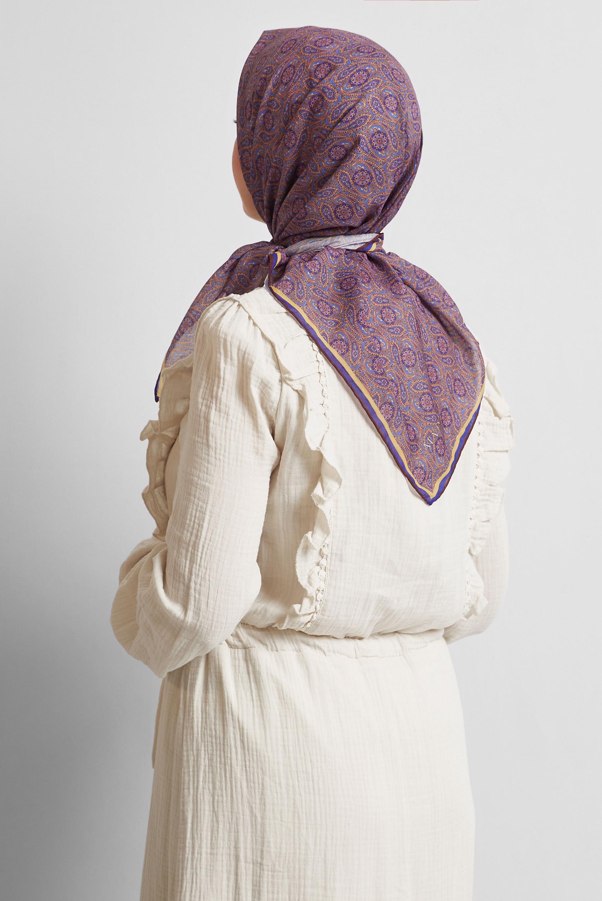 Tesettür giyim KAHVE ALVİNA DESENLİ EŞARP 8534