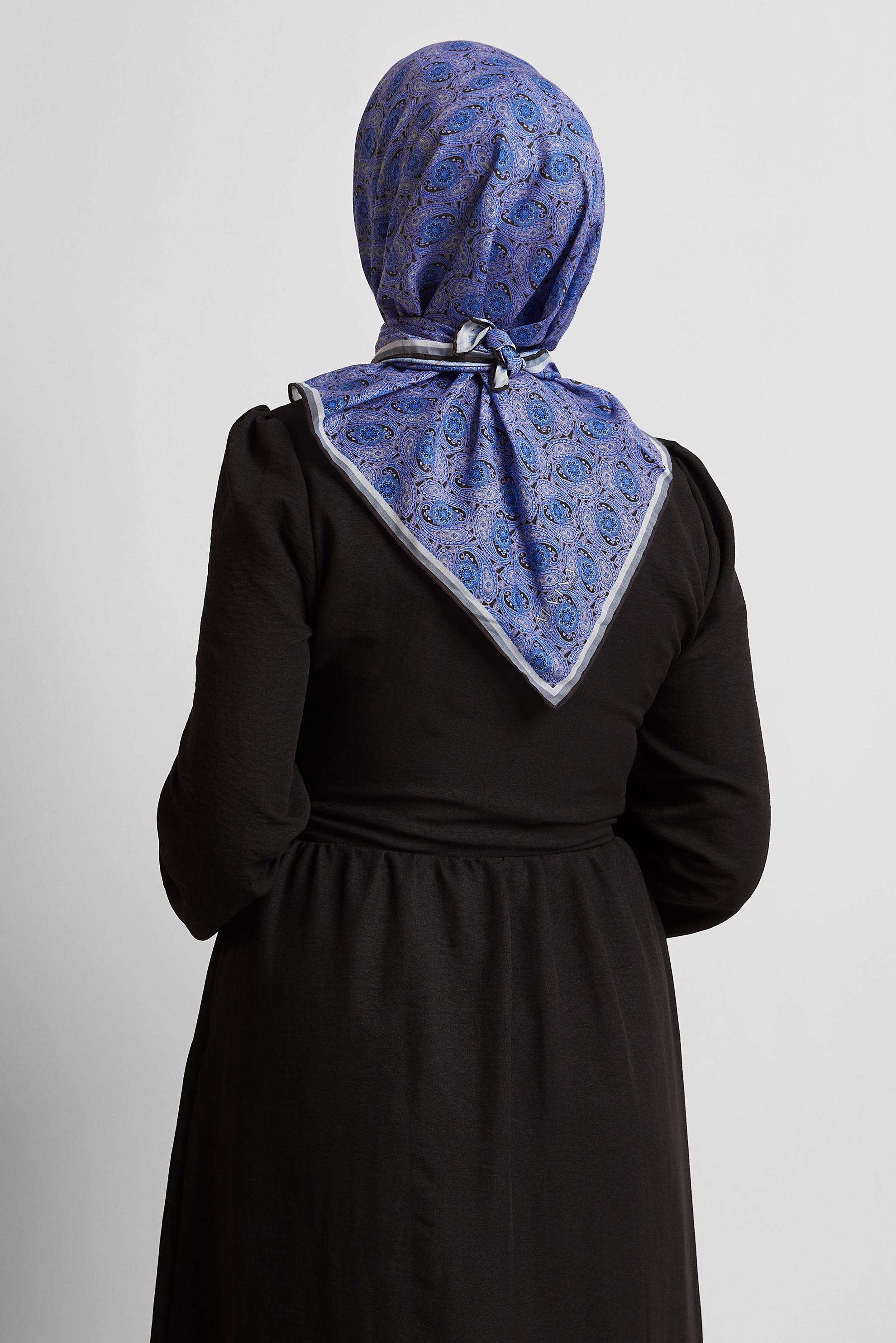 Tesettür giyim LACİVERT ALVİNA DESENLİ EŞARP 8534