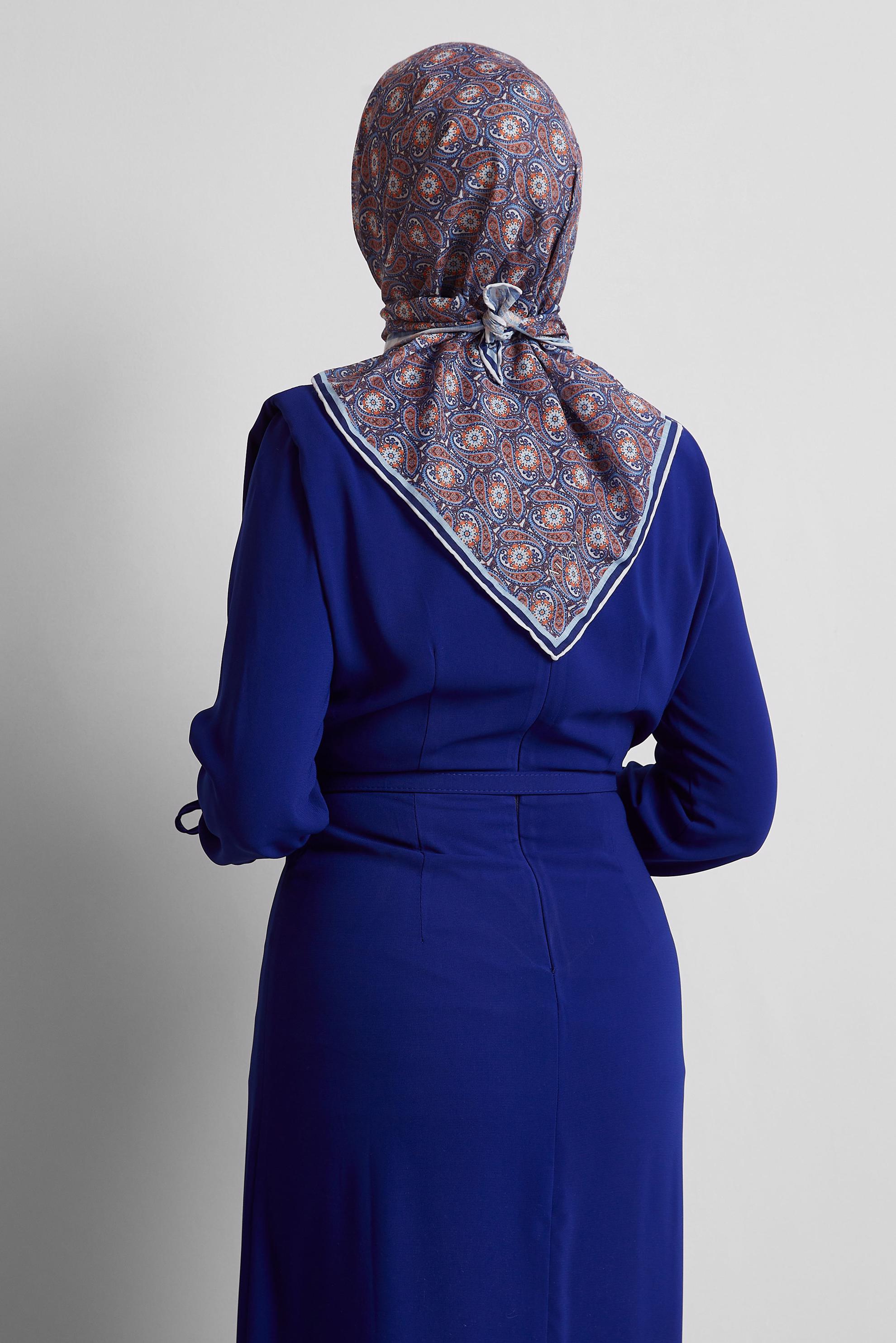 Tesettür giyim LACİVERT ALVİNA DESENLİ EŞARP 8534