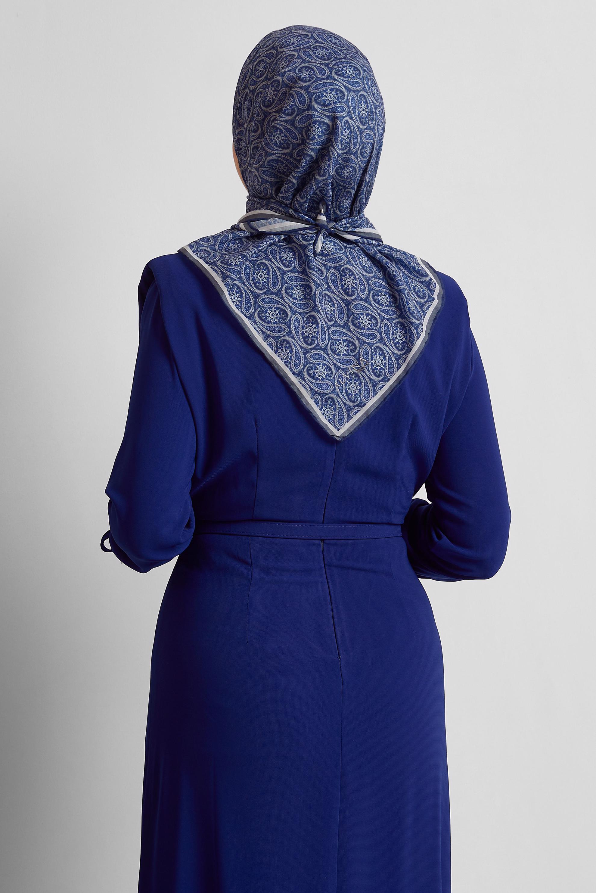 Tesettür giyim LACİVERT ALVİNA DESENLİ EŞARP 8534