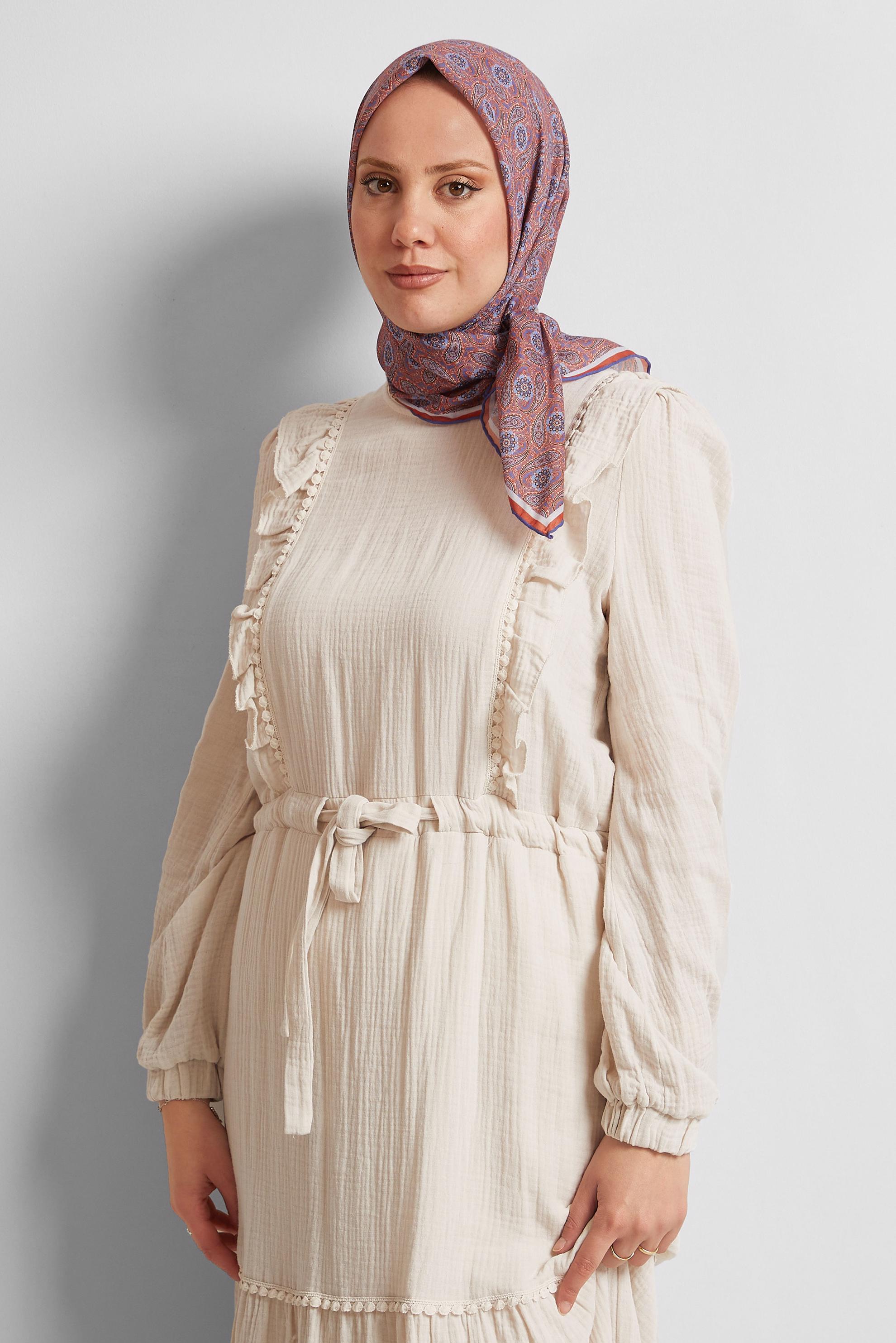 Tesettür giyim MAVİ ALVİNA DESENLİ EŞARP 8534