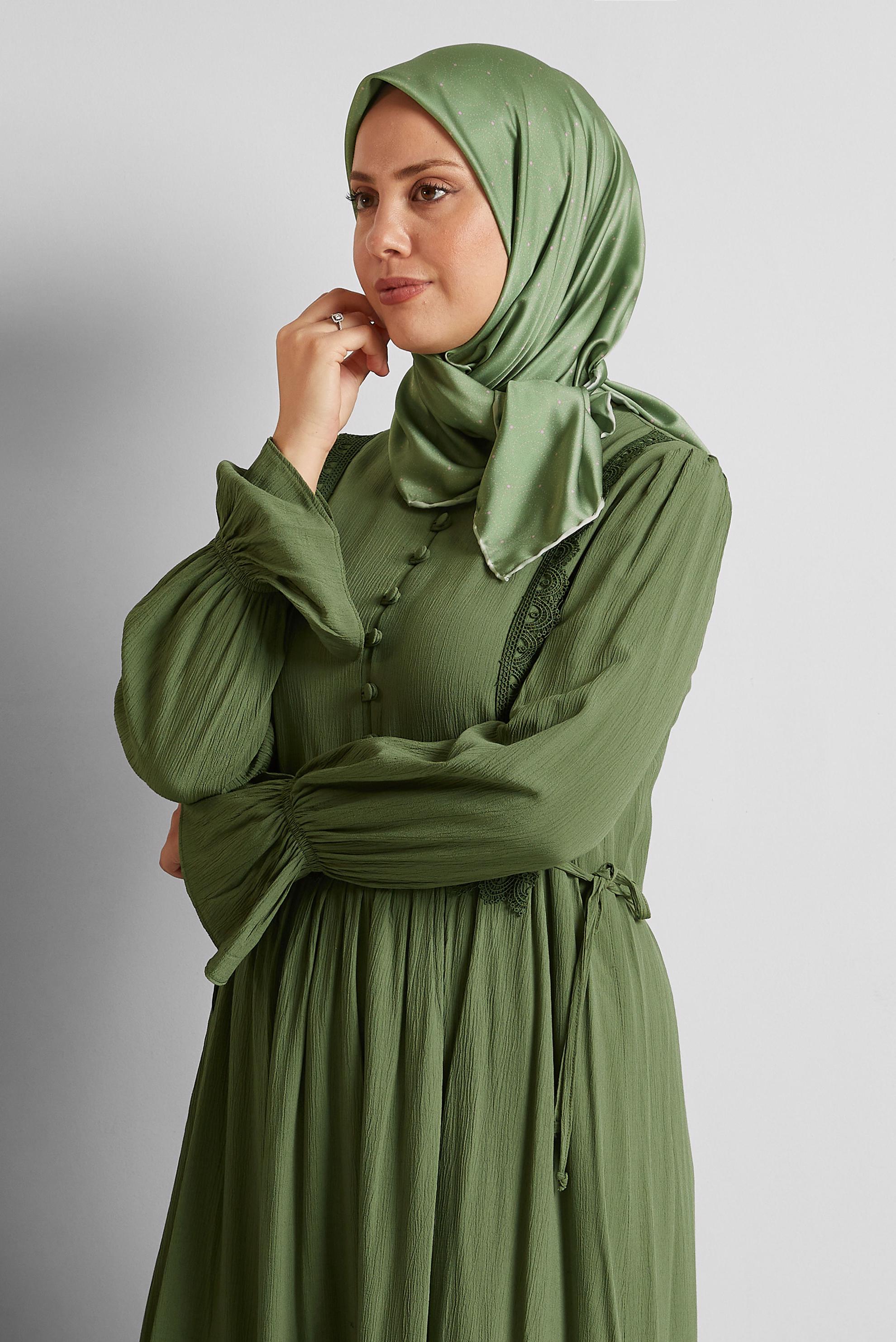 Tesettür giyim YEŞİL ALVİNA EŞARP 8535