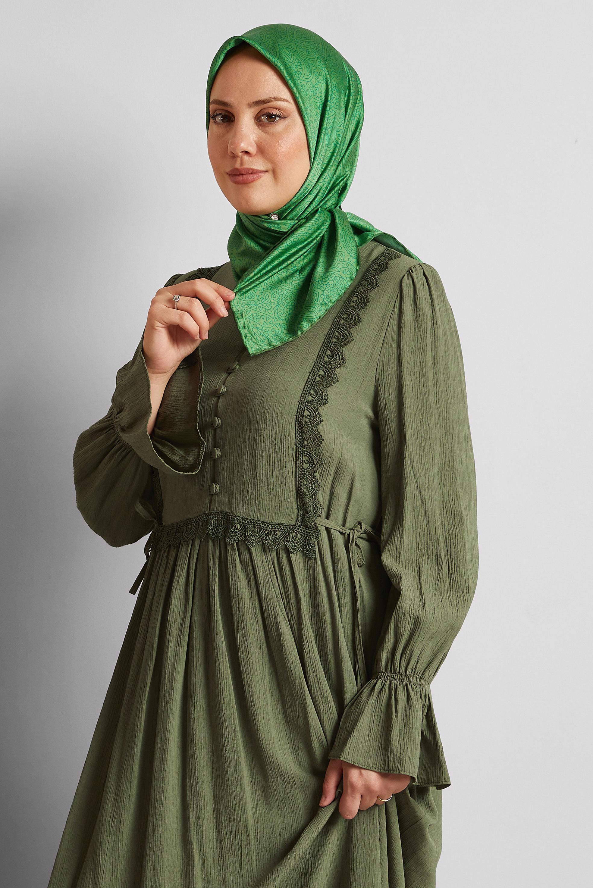Tesettür giyim YEŞİL ALVİNA EŞARP 8536