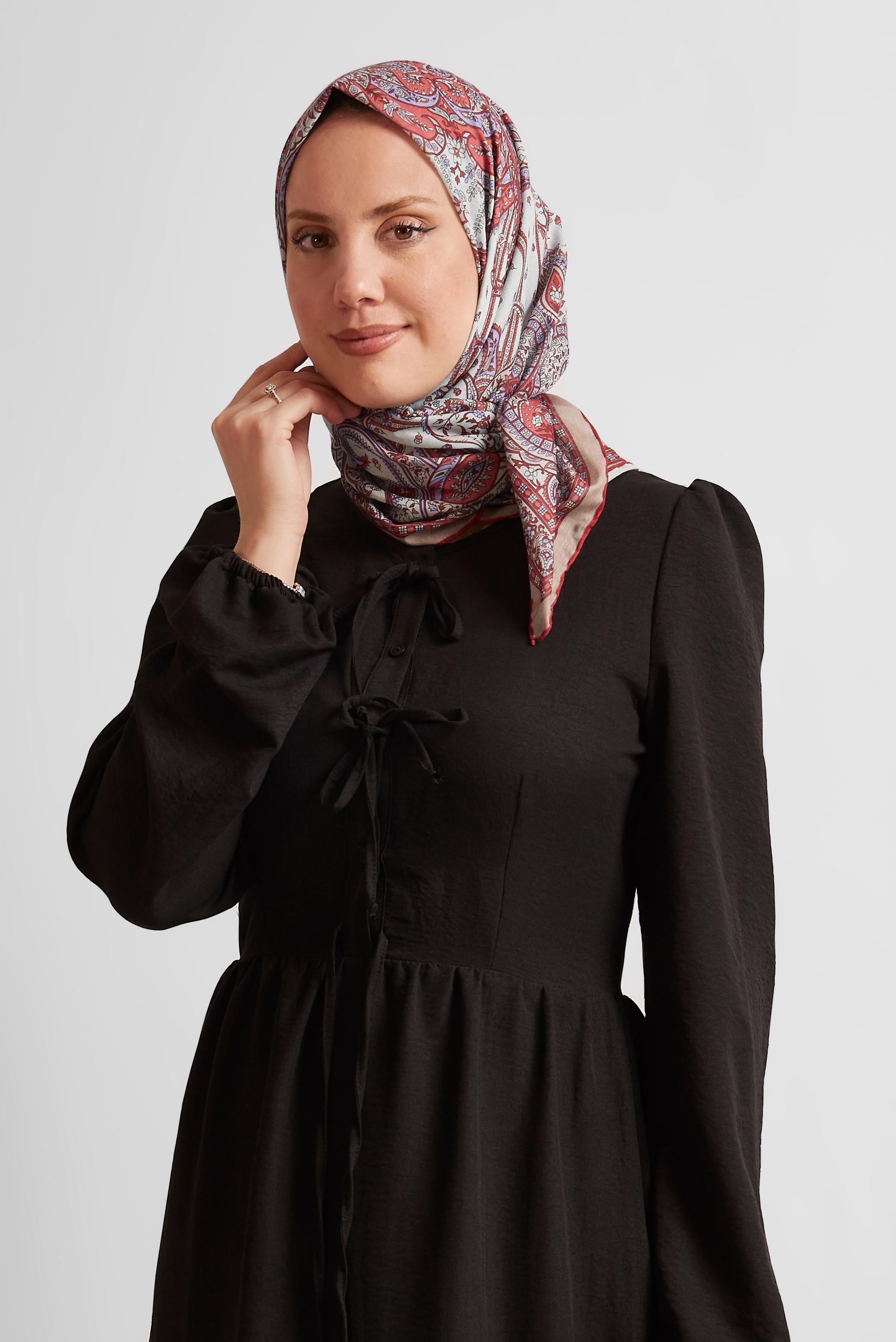 Tesettür giyim KIRMIZI ALVİNA DESENLİ EŞARP 8537