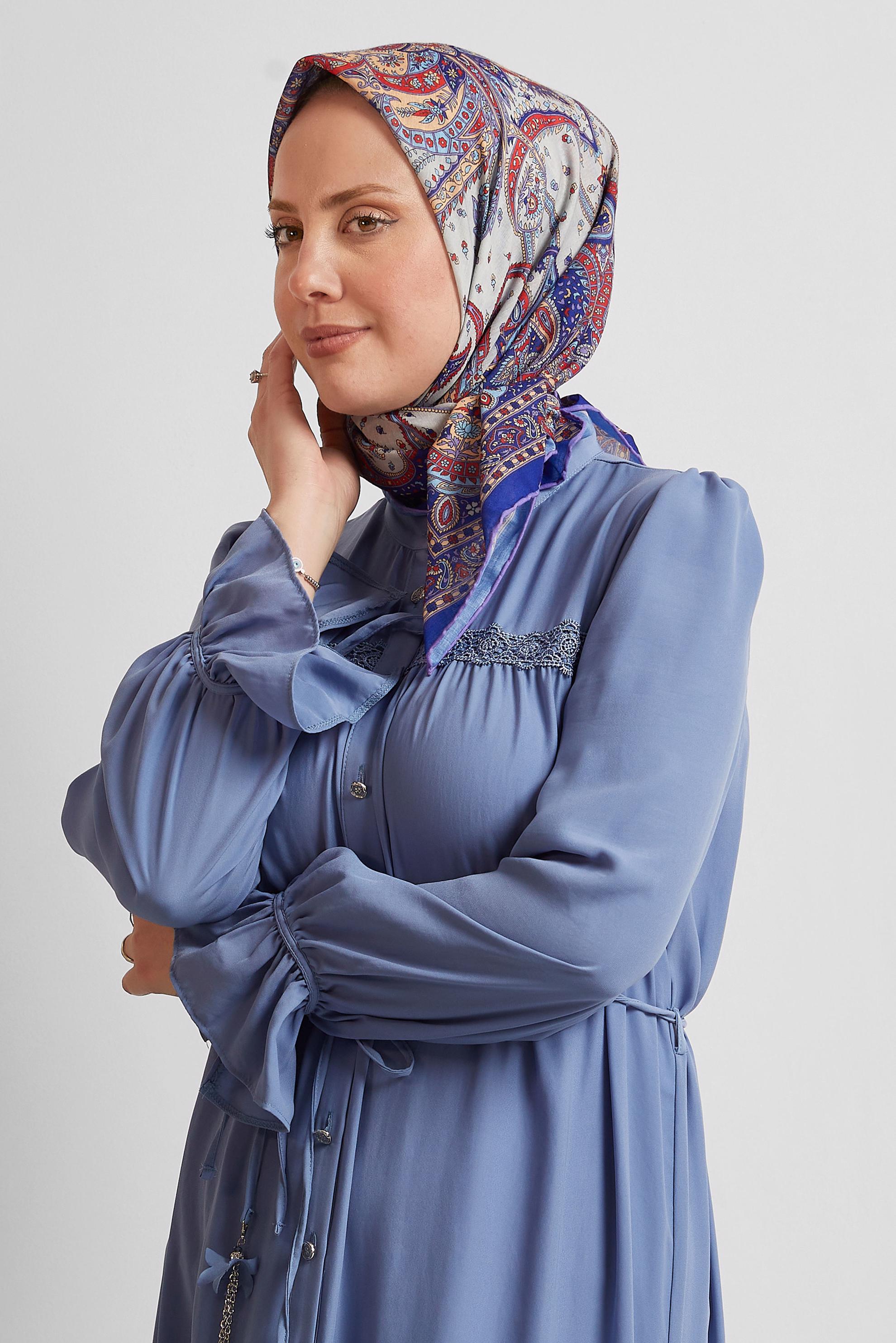 Tesettür giyim MOR ALVİNA DESENLİ EŞARP 8537