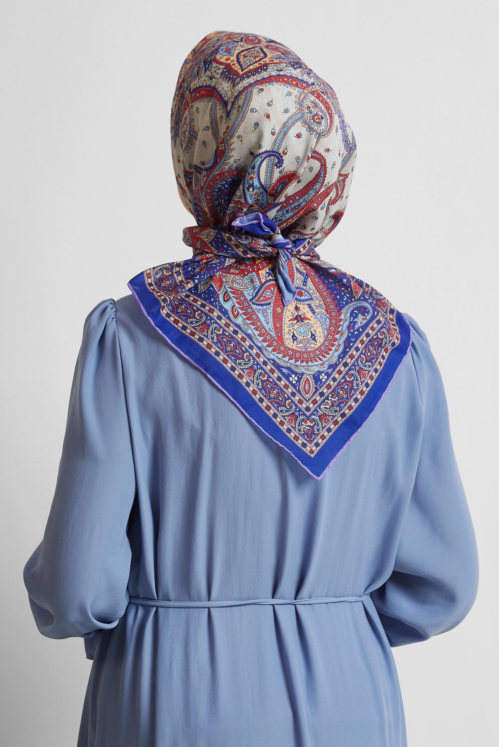 Tesettür giyim MOR ALVİNA DESENLİ EŞARP 8537