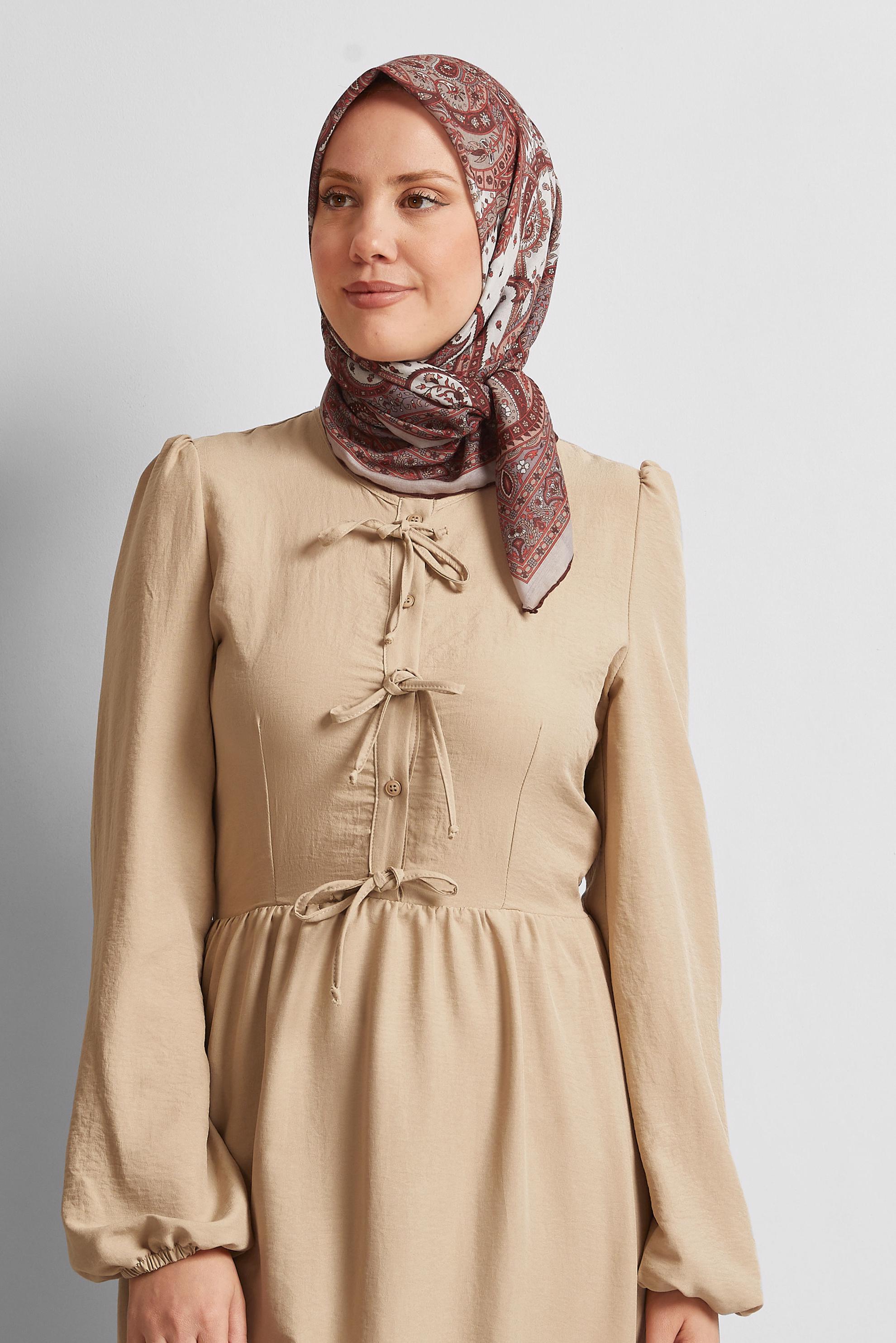 Tesettür giyim BORDO ALVİNA DESENLİ EŞARP 8537