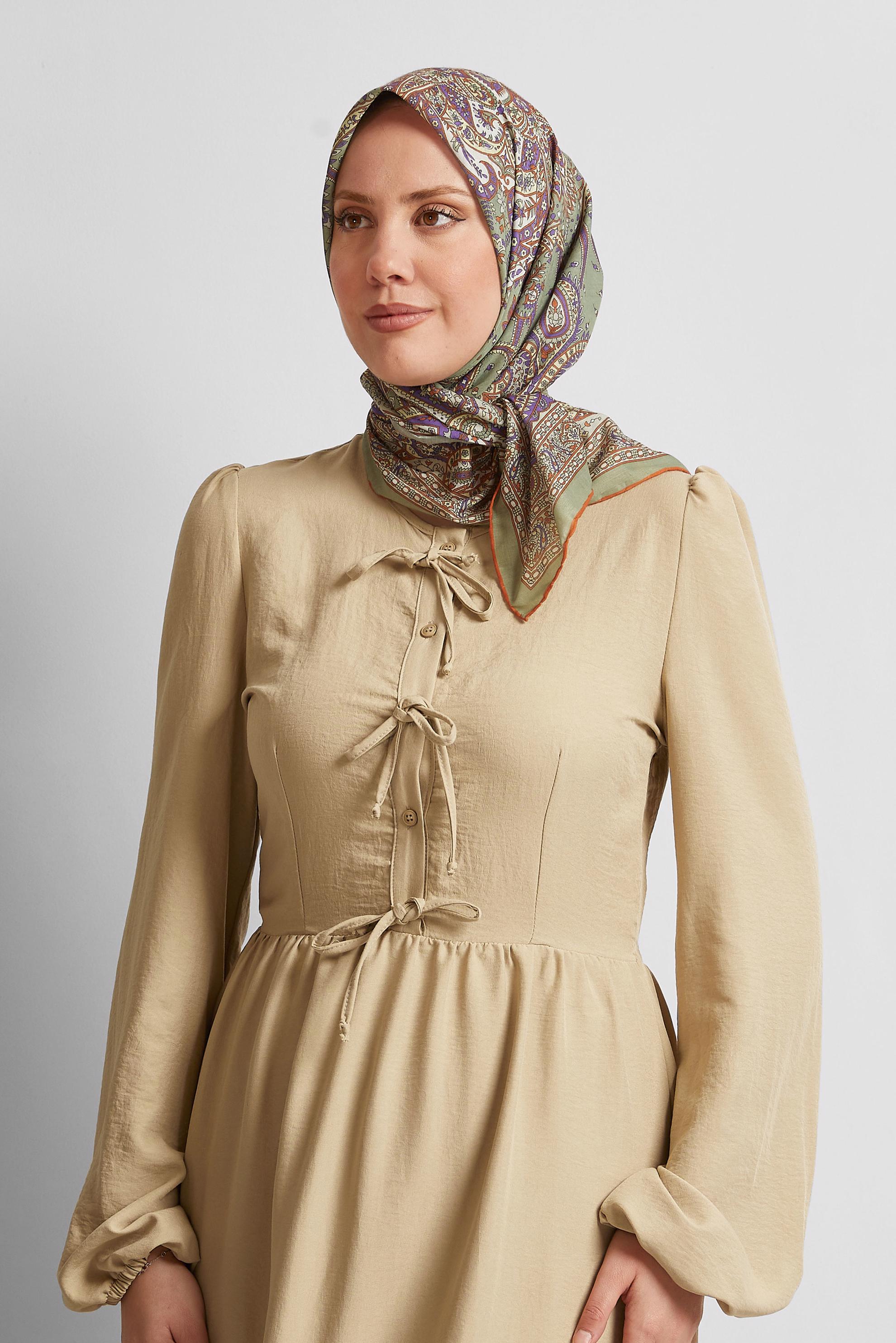 Tesettür giyim TURUNCU ALVİNA DESENLİ EŞARP 8537