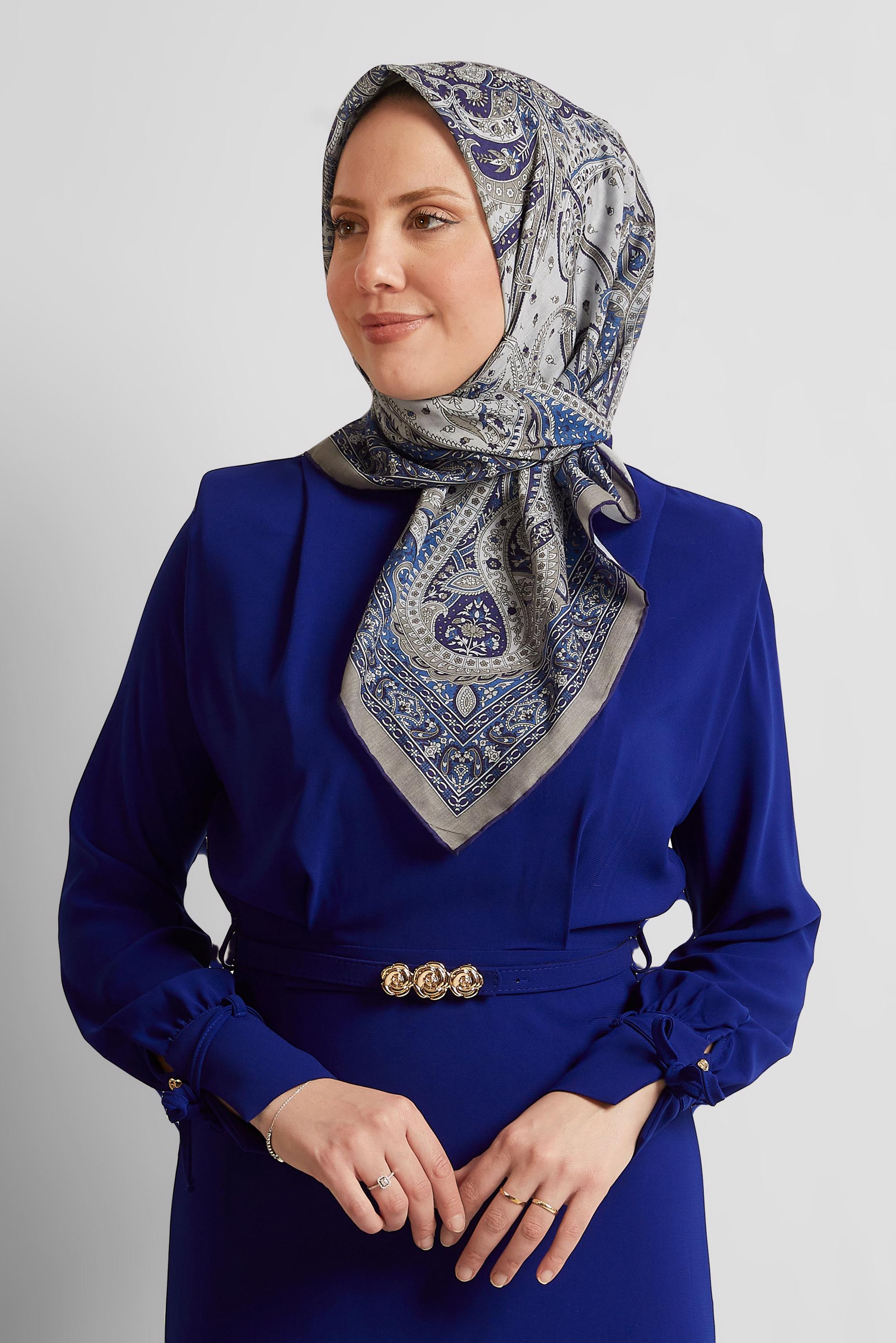 Tesettür giyim VİZON ALVİNA DESENLİ EŞARP 8537