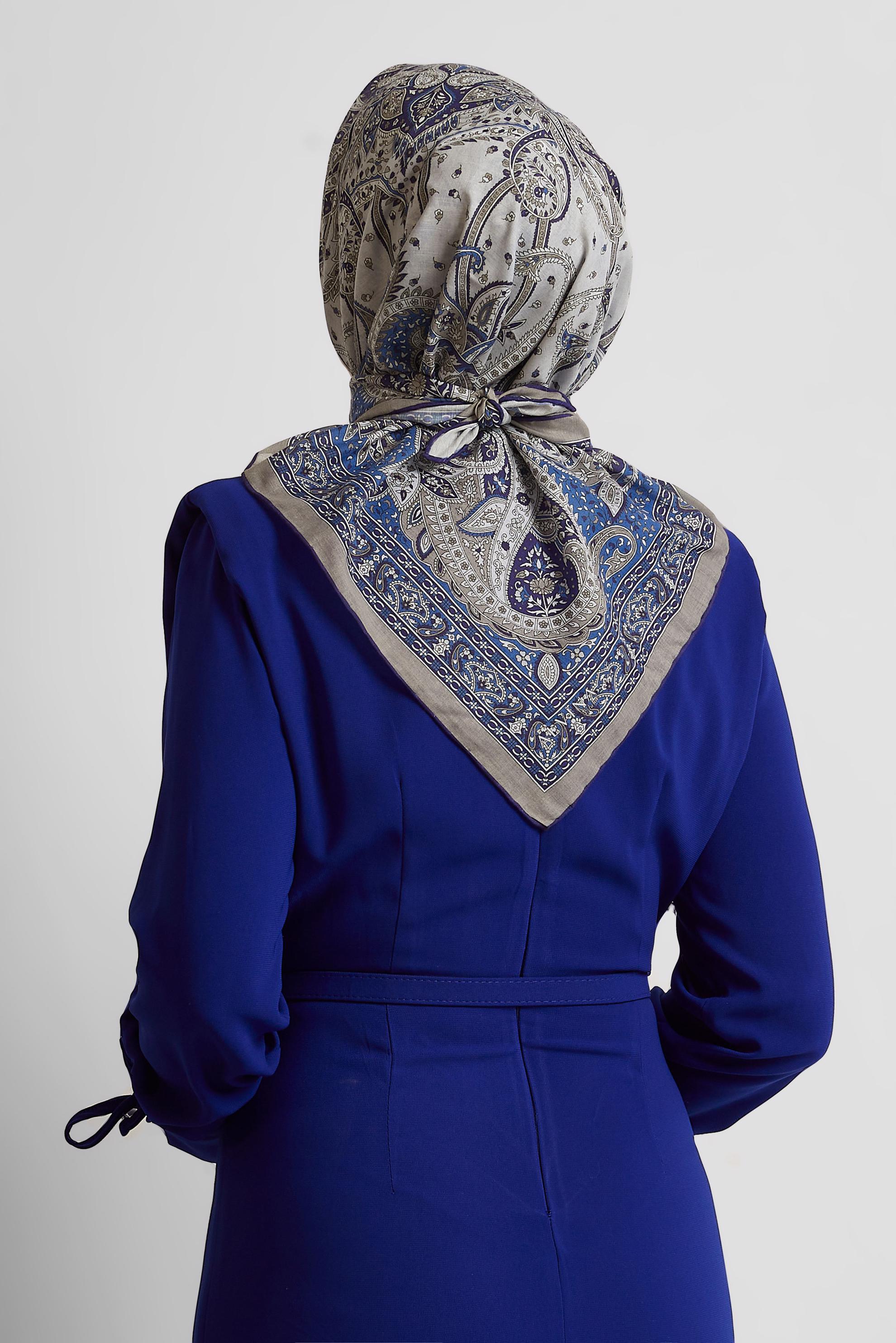 Tesettür giyim VİZON ALVİNA DESENLİ EŞARP 8537