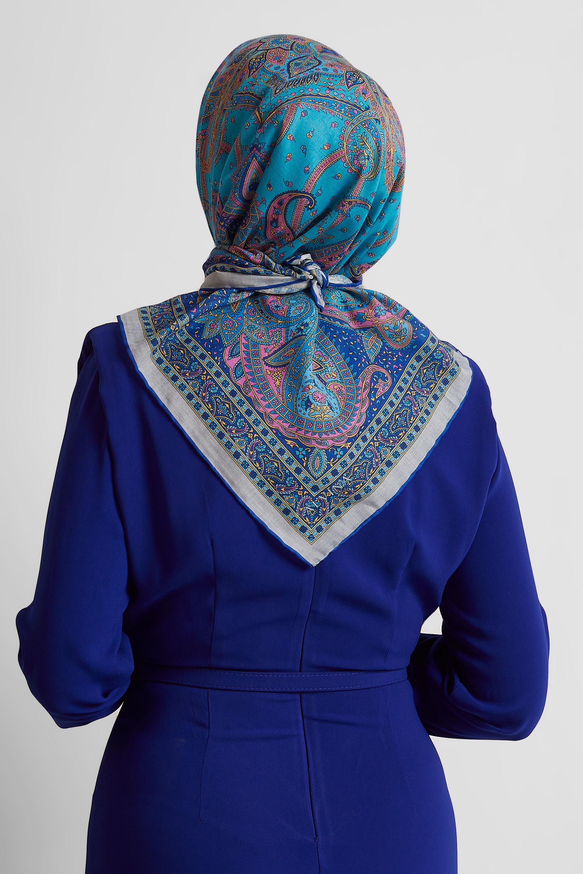 Tesettür giyim LACİVERT ALVİNA DESENLİ EŞARP 8537