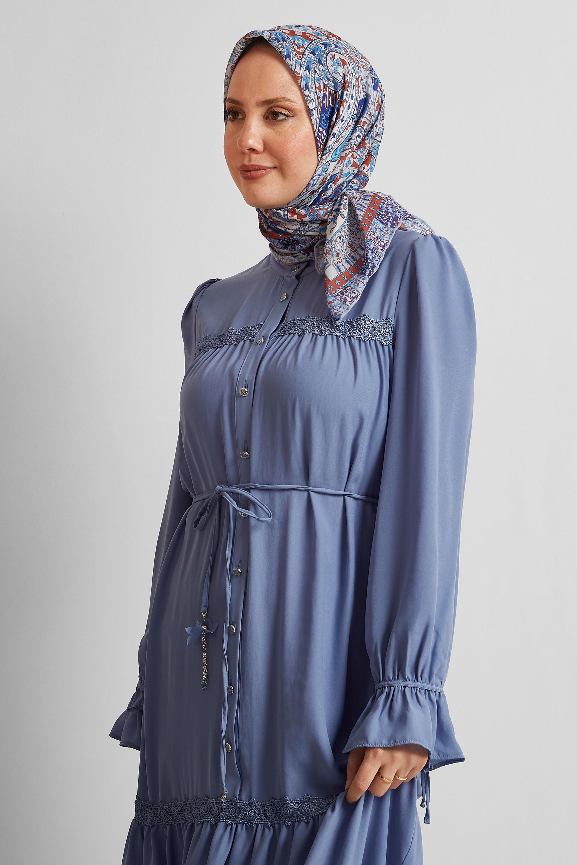 Tesettür giyim GRİ ALVİNA DESENLİ EŞARP 8538