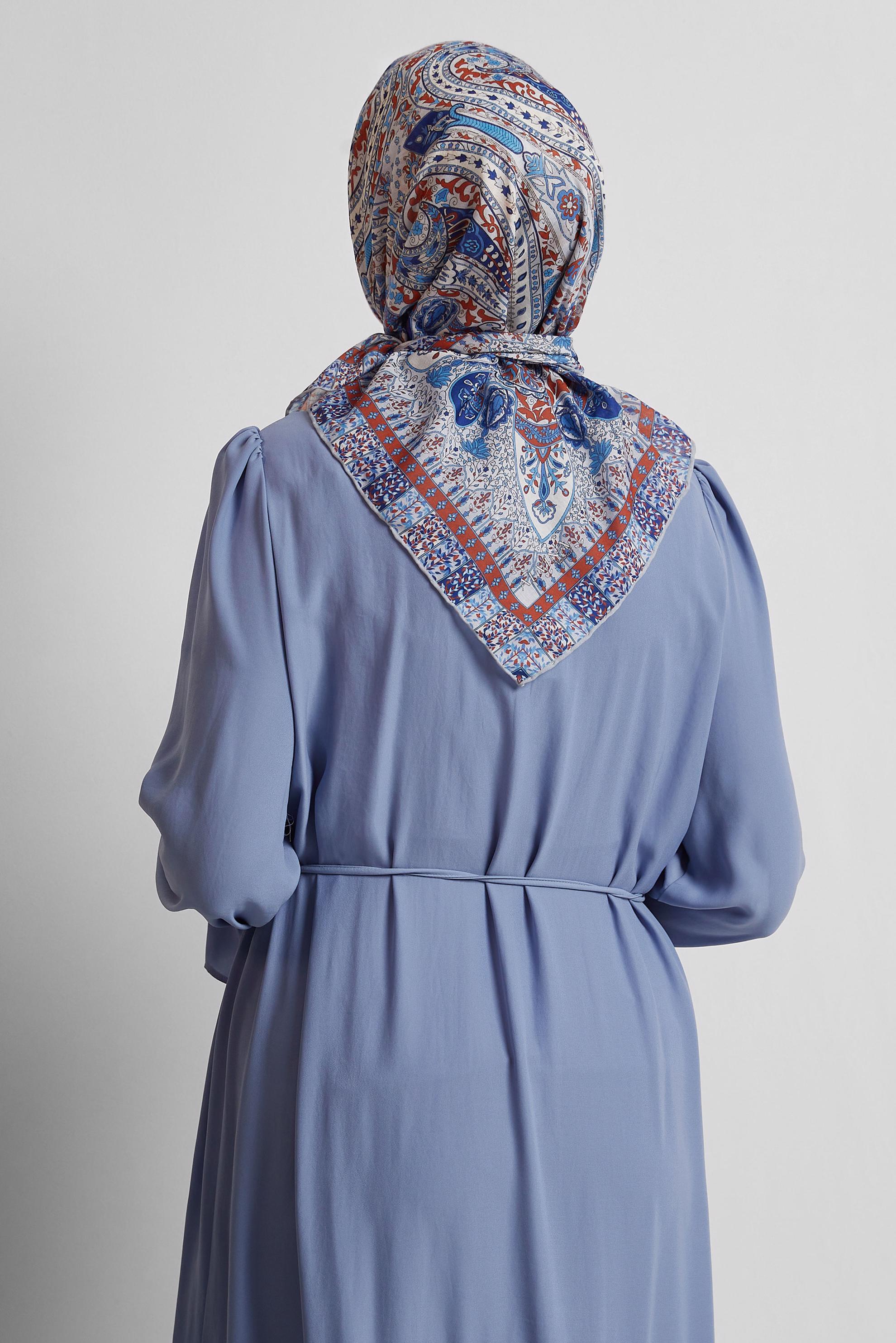 Tesettür giyim GRİ ALVİNA DESENLİ EŞARP 8538