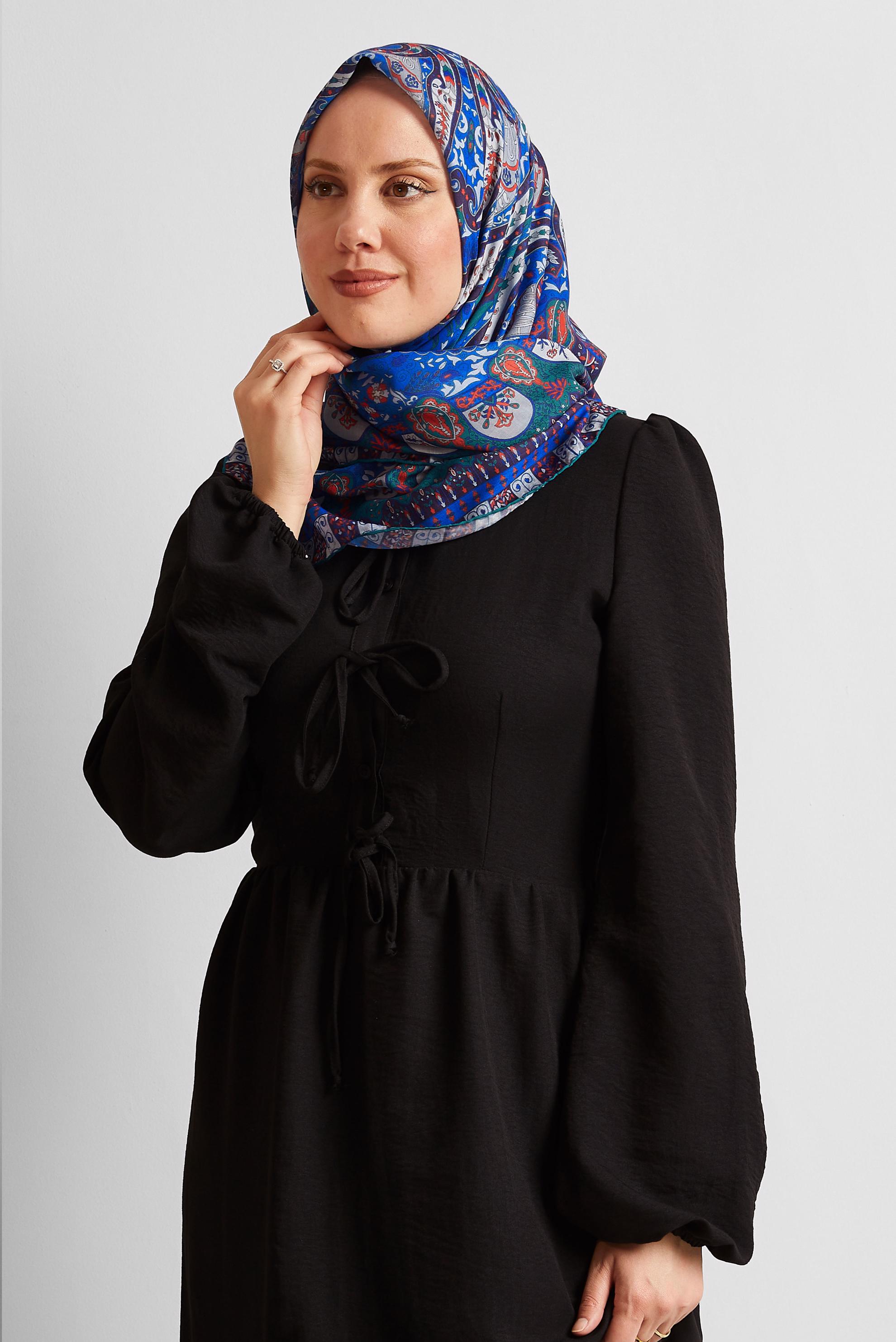 Tesettür giyim MAVİ ALVİNA DESENLİ EŞARP 8538