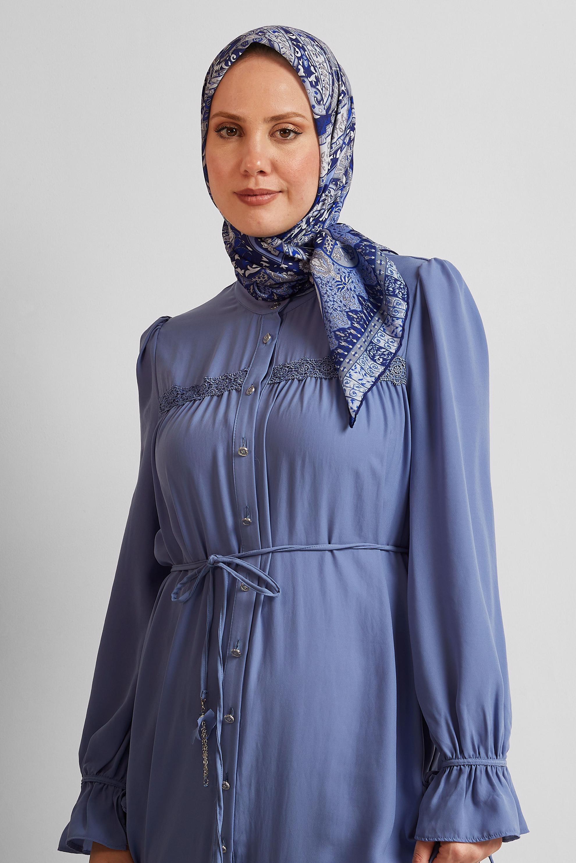 Tesettür giyim LACİVERT ALVİNA DESENLİ EŞARP 8538