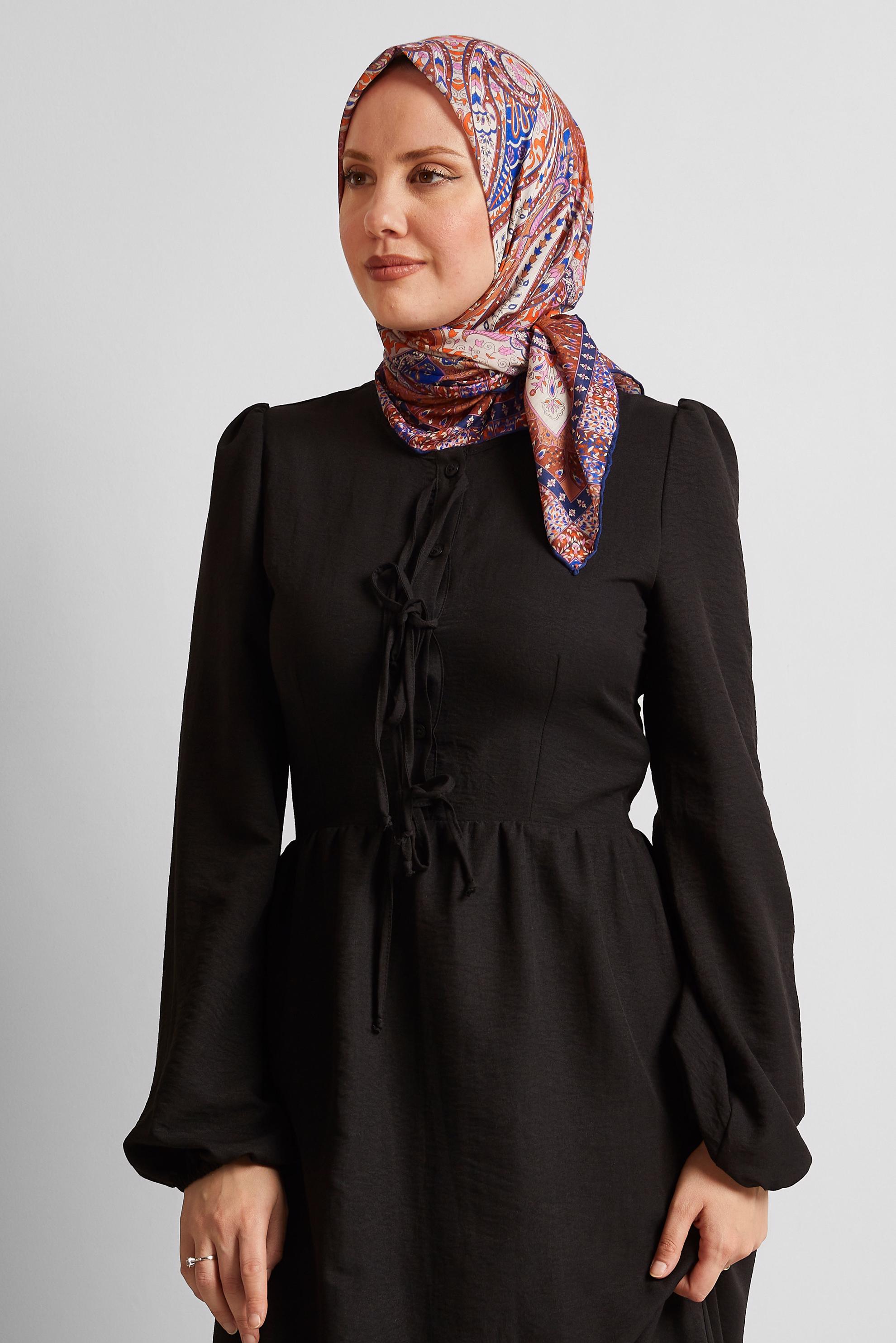 Tesettür giyim KAHVE ALVİNA DESENLİ EŞARP 8538