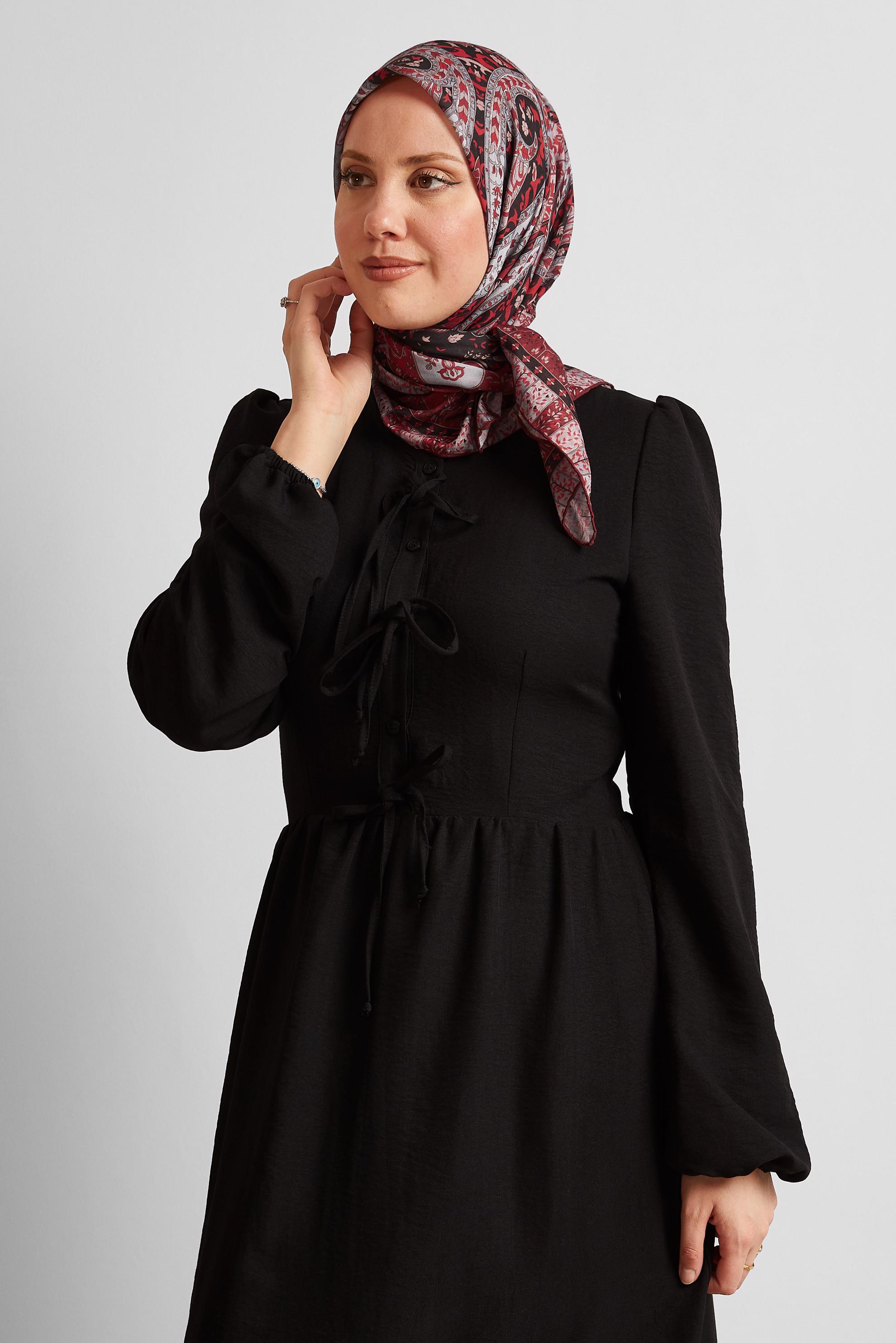 Tesettür giyim BORDO ALVİNA DESENLİ EŞARP 8538