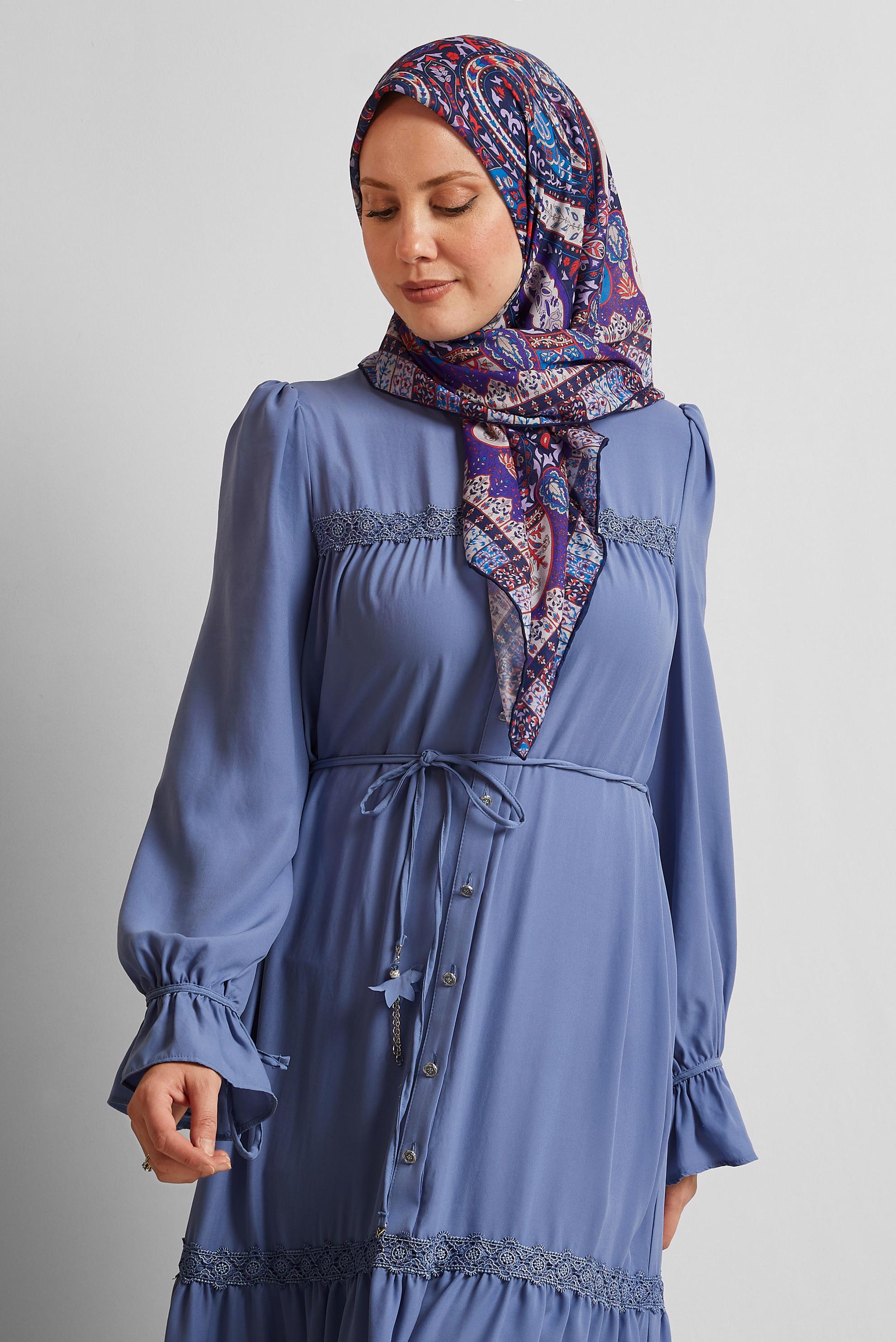 Tesettür giyim MOR ALVİNA DESENLİ EŞARP 8538