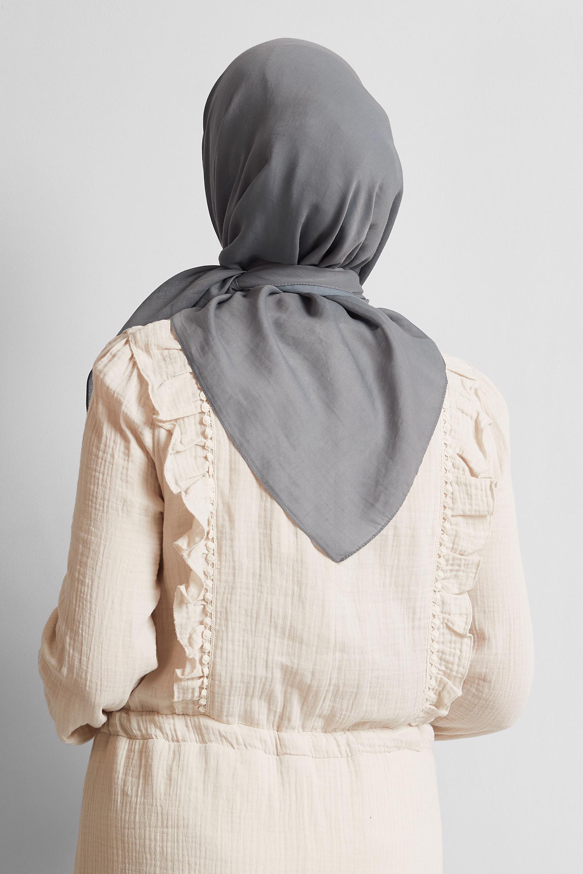 Tesettür giyim GRİ ALVİNA PAMUK EŞARP 8543