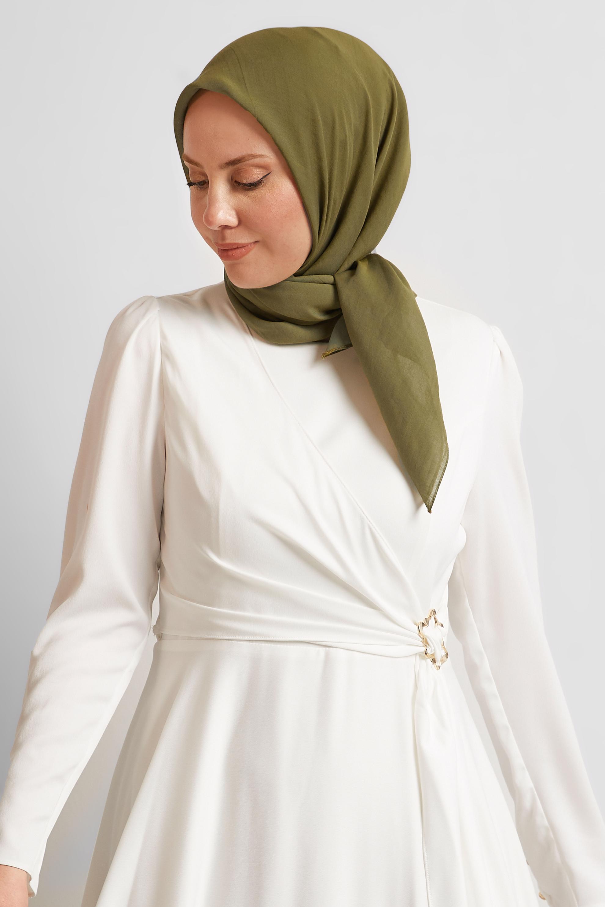 Tesettür giyim YEŞİL ALVİNA PAMUK EŞARP 8543