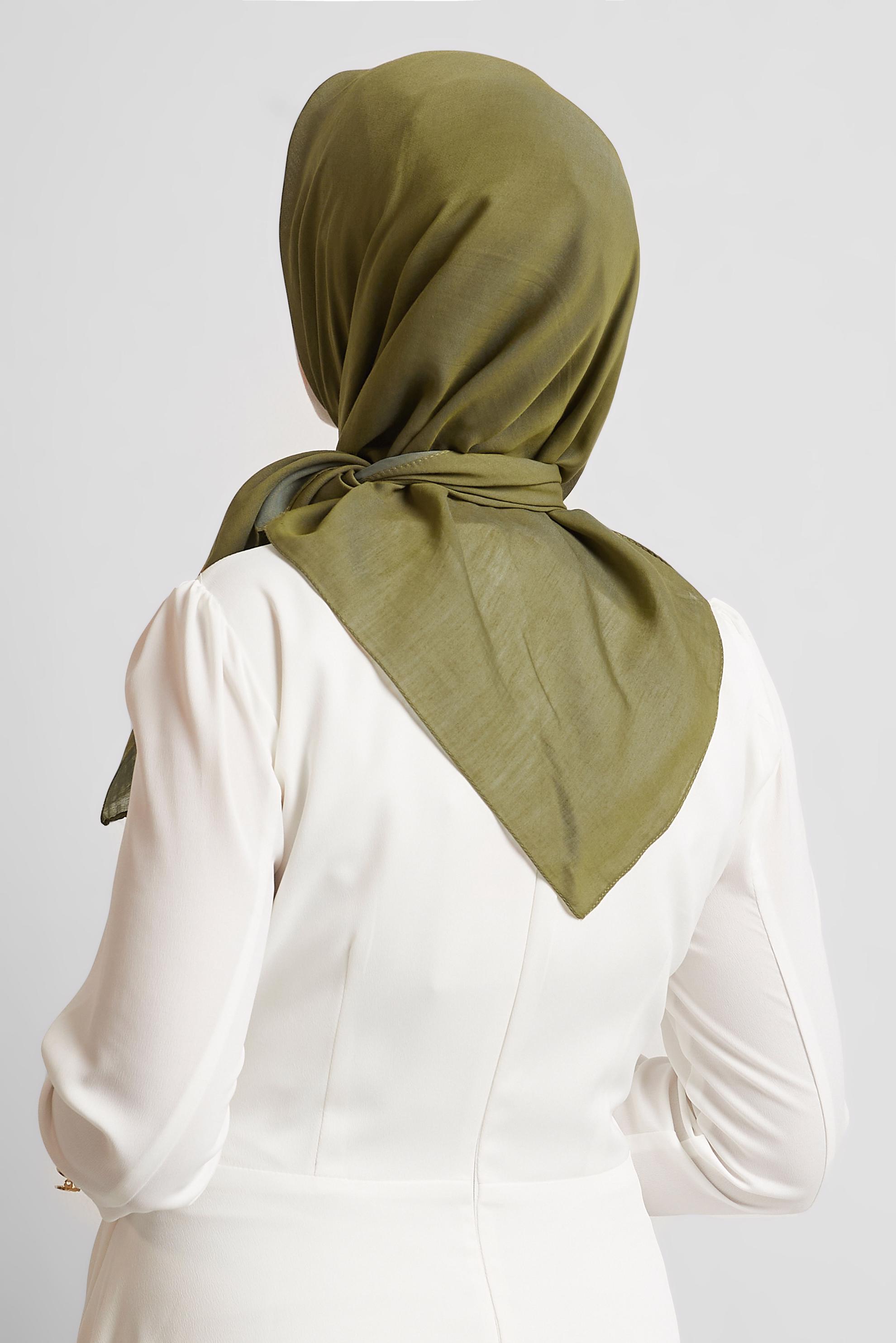 Tesettür giyim YEŞİL ALVİNA PAMUK EŞARP 8543