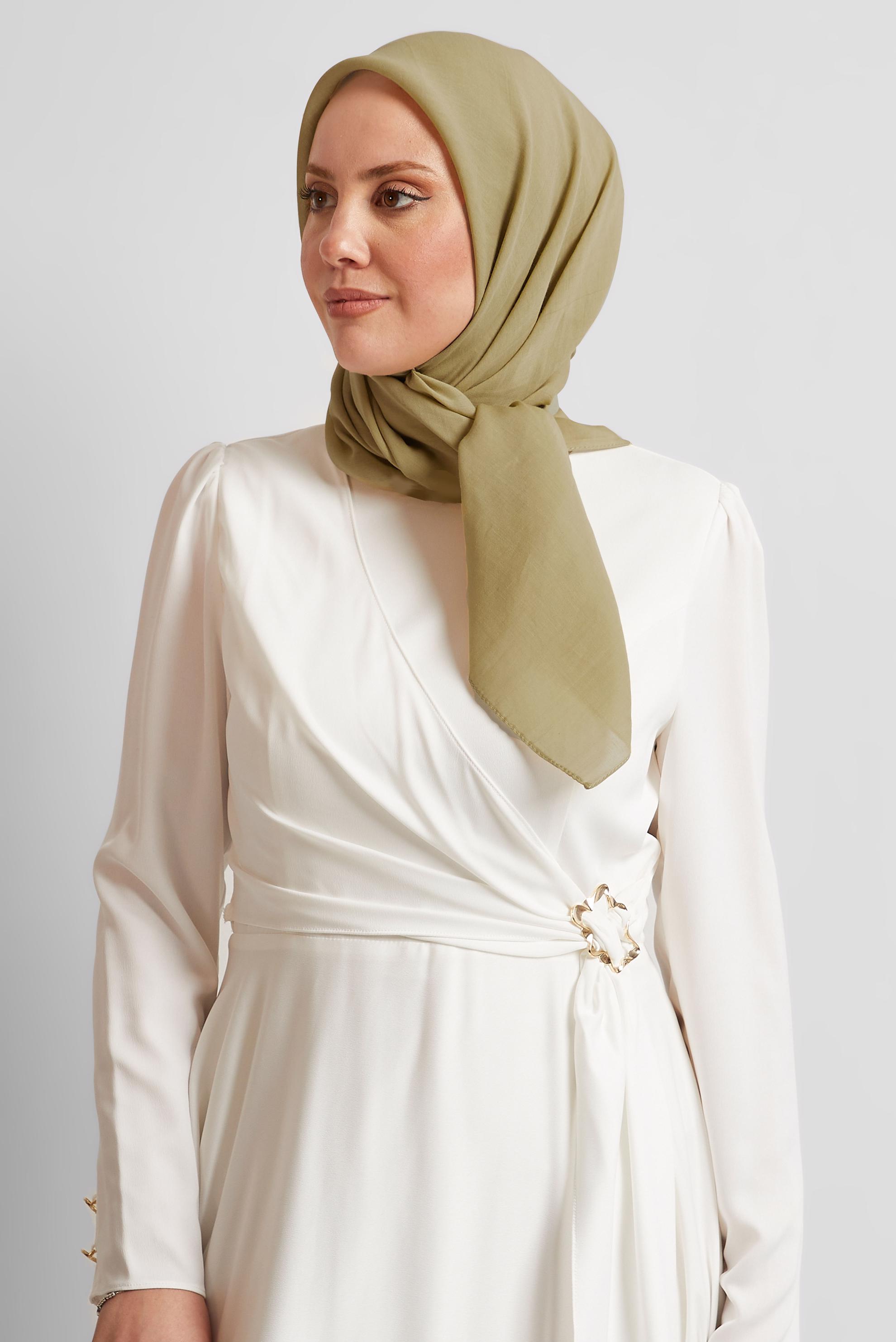 Tesettür giyim YEŞİL ALVİNA PAMUK EŞARP 8543