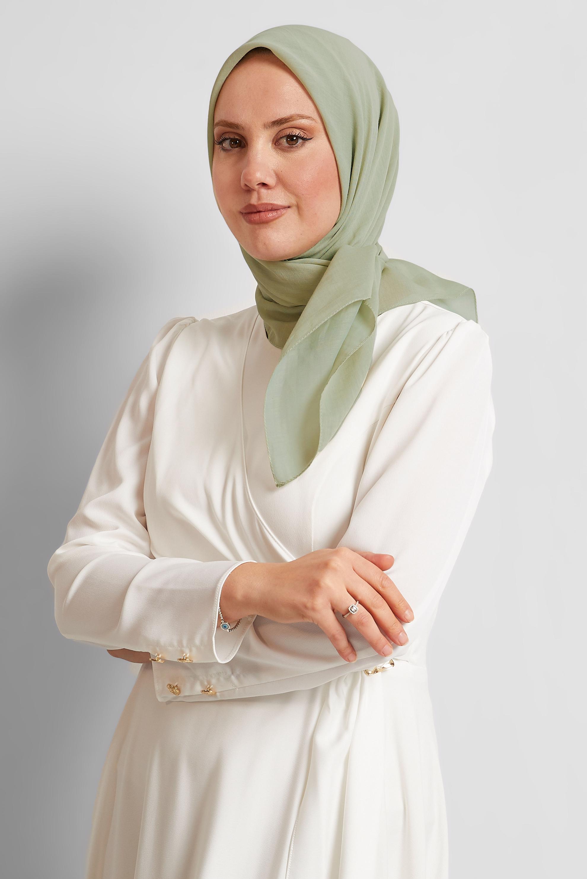 Tesettür giyim YEŞİL ALVİNA PAMUK EŞARP 8543