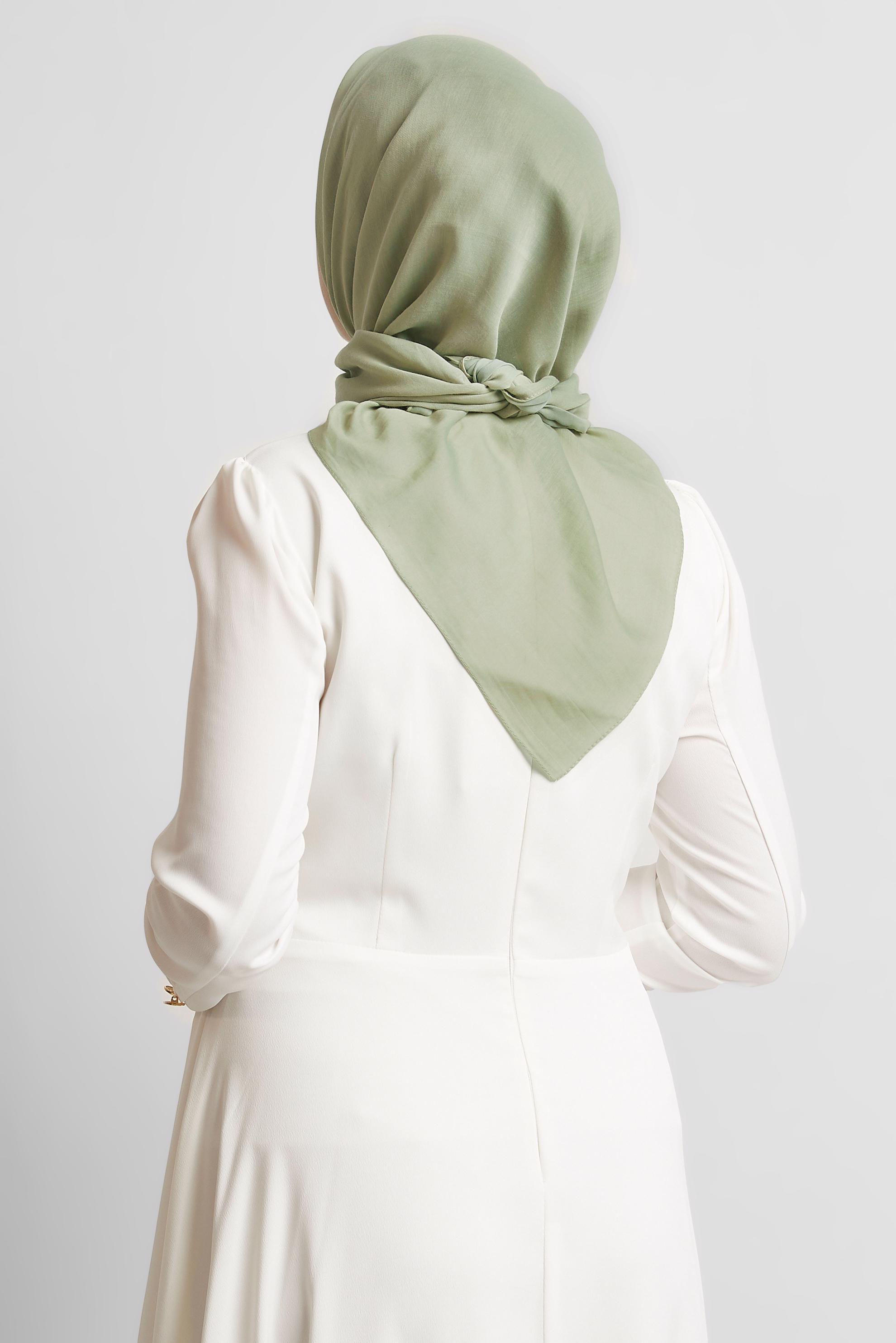 Tesettür giyim YEŞİL ALVİNA PAMUK EŞARP 8543