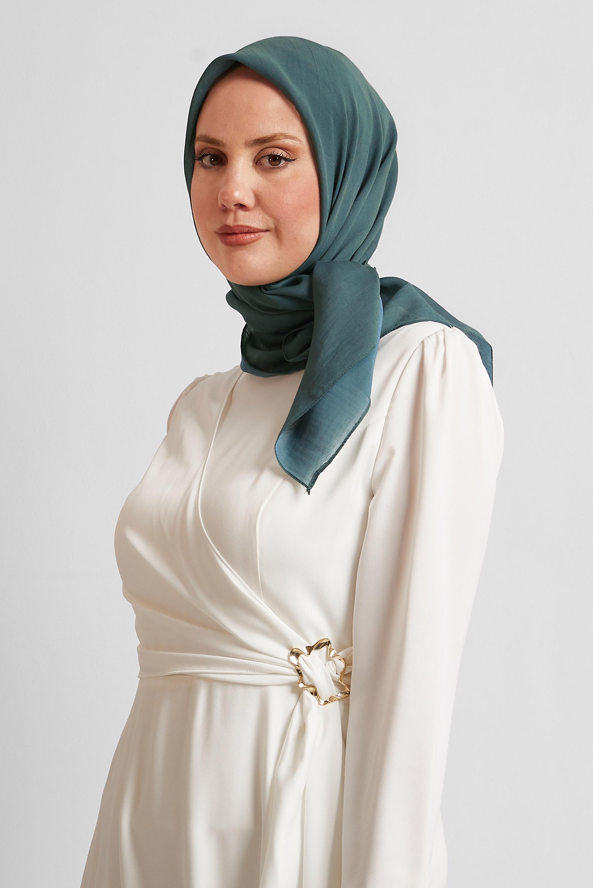 Tesettür giyim YEŞİL ALVİNA PAMUK EŞARP 8543