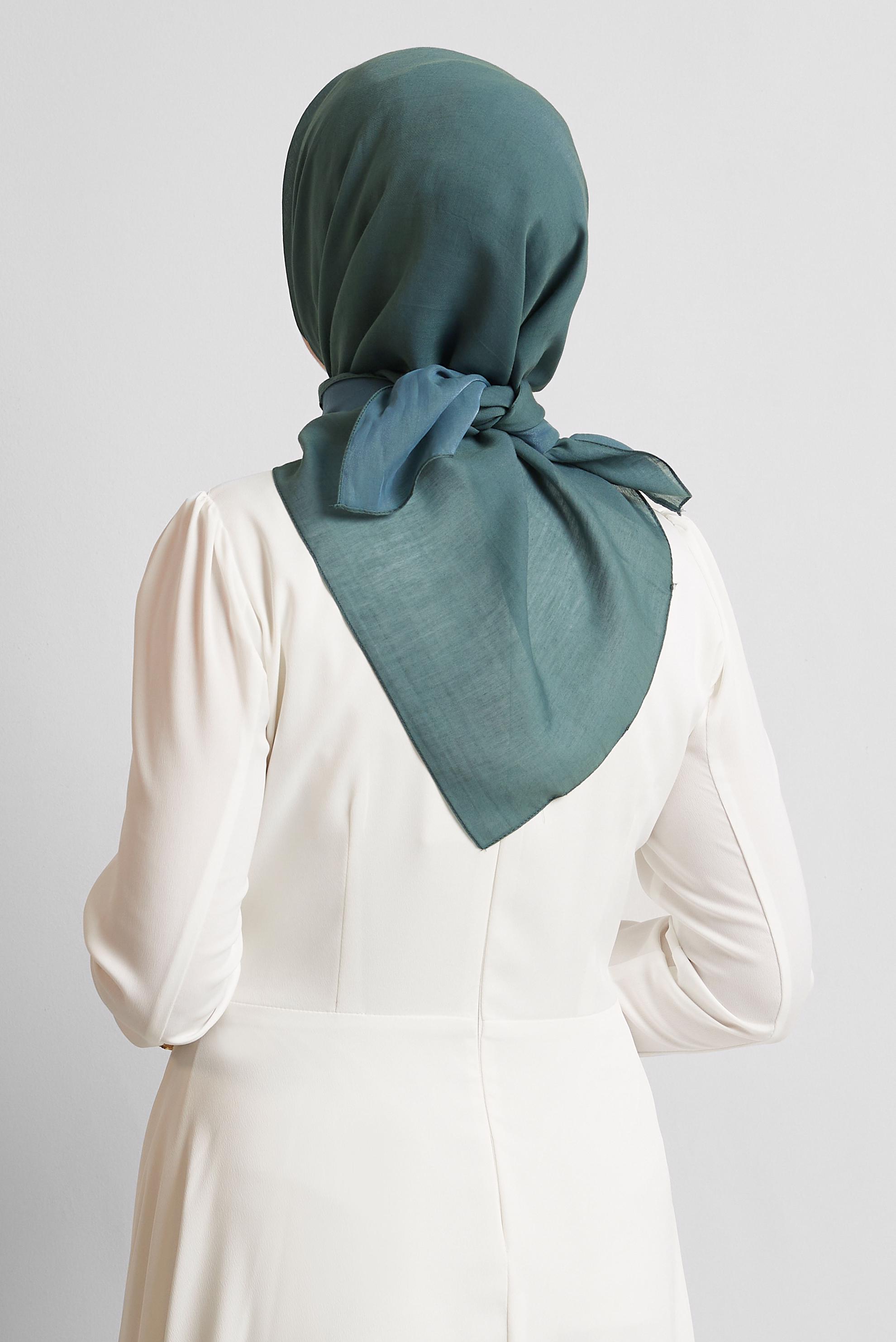 Tesettür giyim YEŞİL ALVİNA PAMUK EŞARP 8543