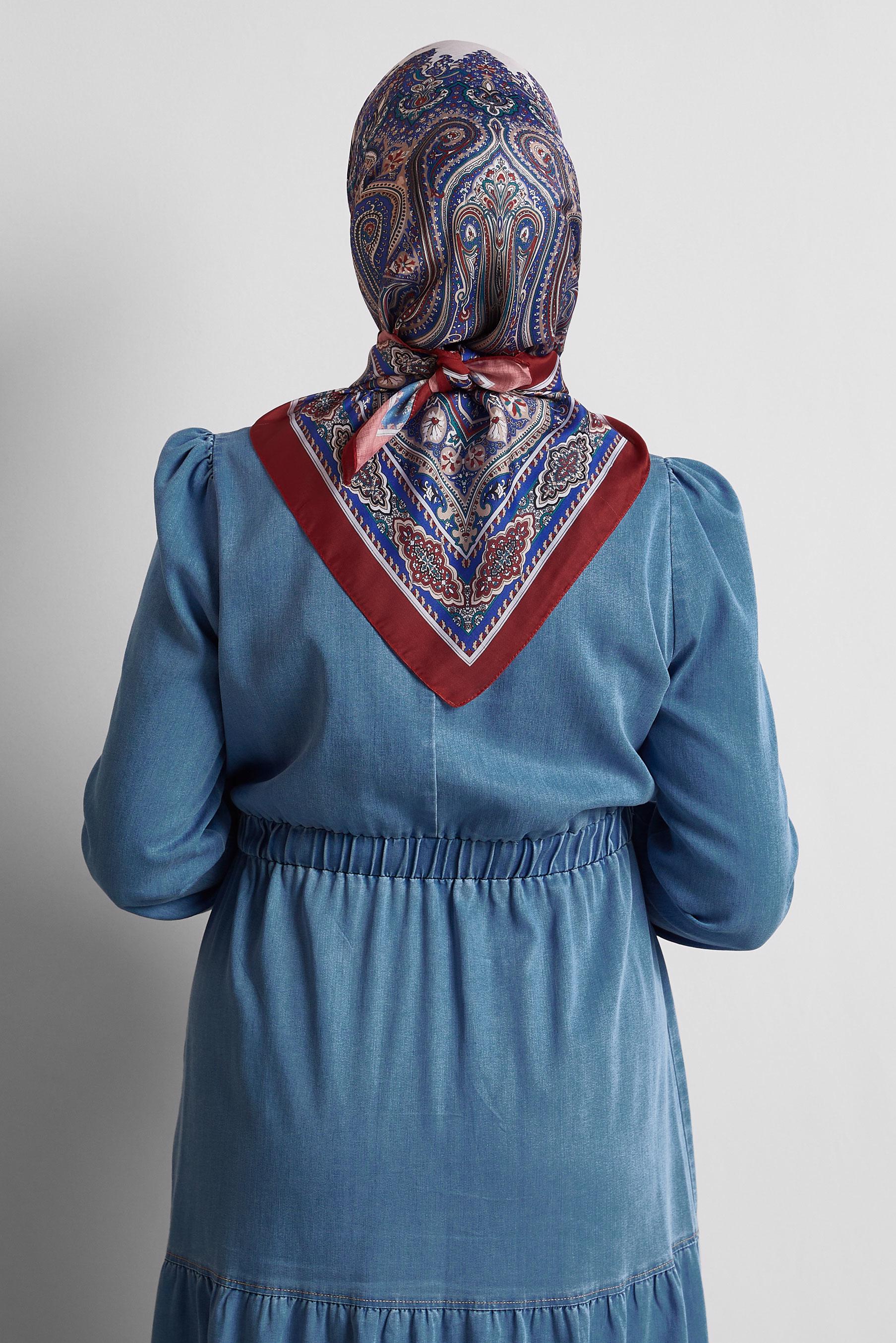 Tesettür giyim BORDO ALVİNA DESENLİ EŞARP 8551