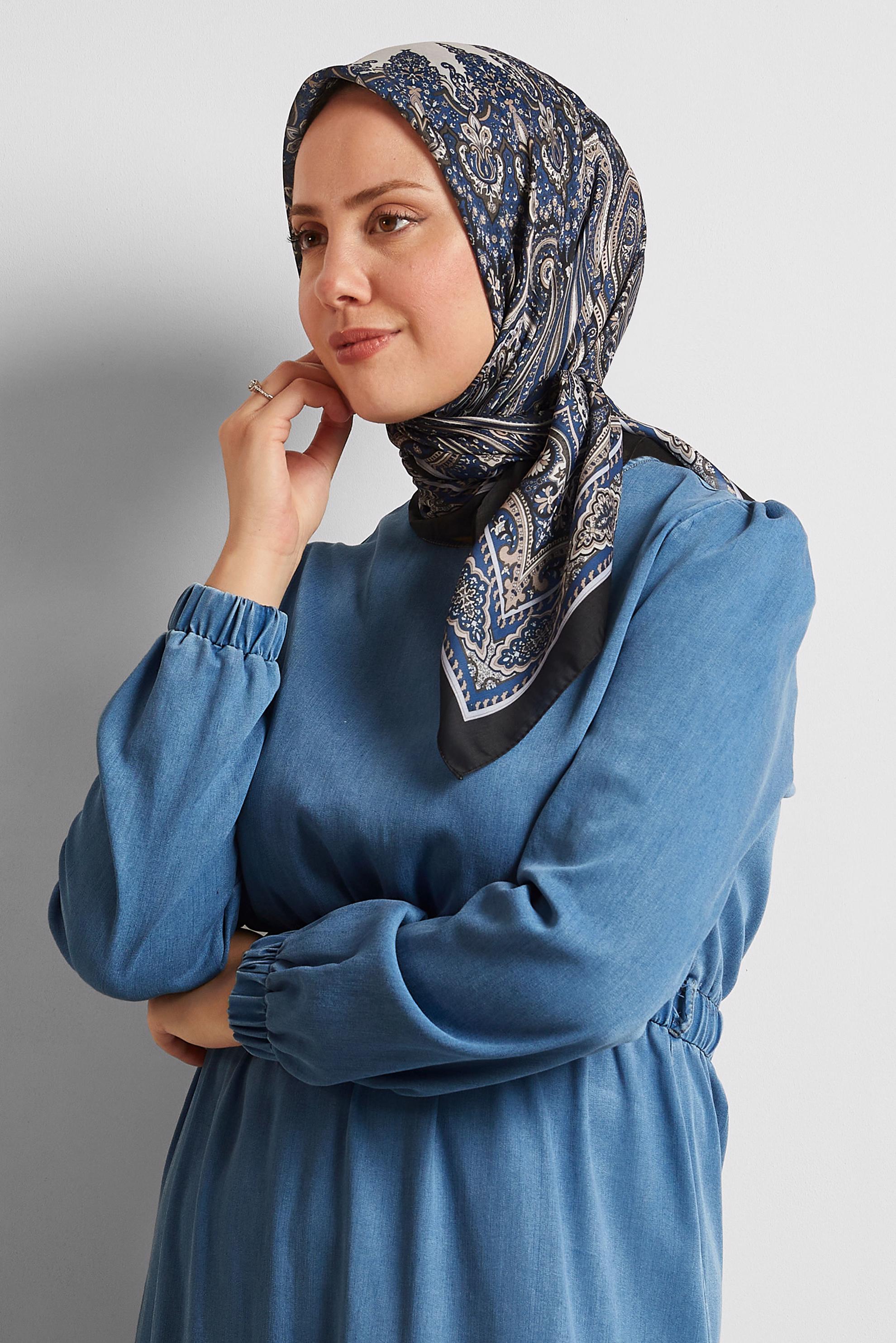 Tesettür giyim HAKİ ALVİNA DESENLİ EŞARP 8551