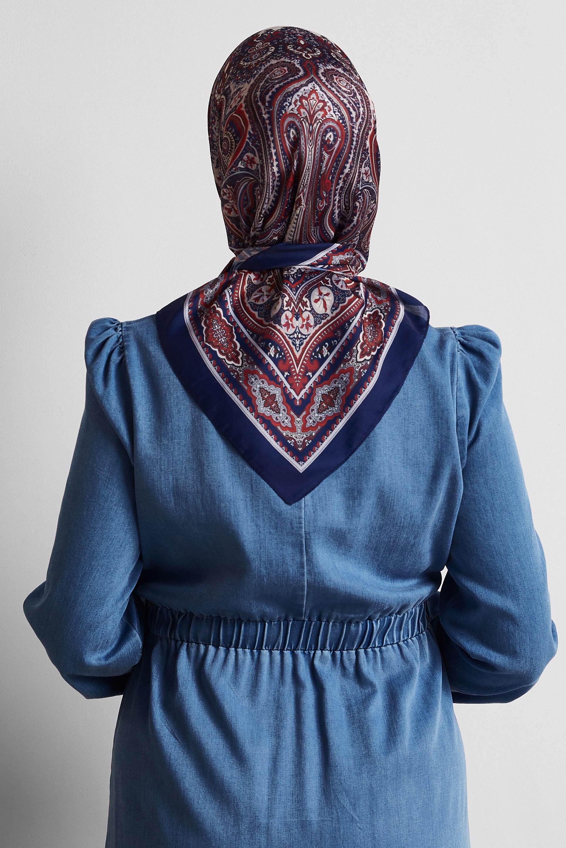 Tesettür giyim LACİVERT ALVİNA DESENLİ EŞARP 8551