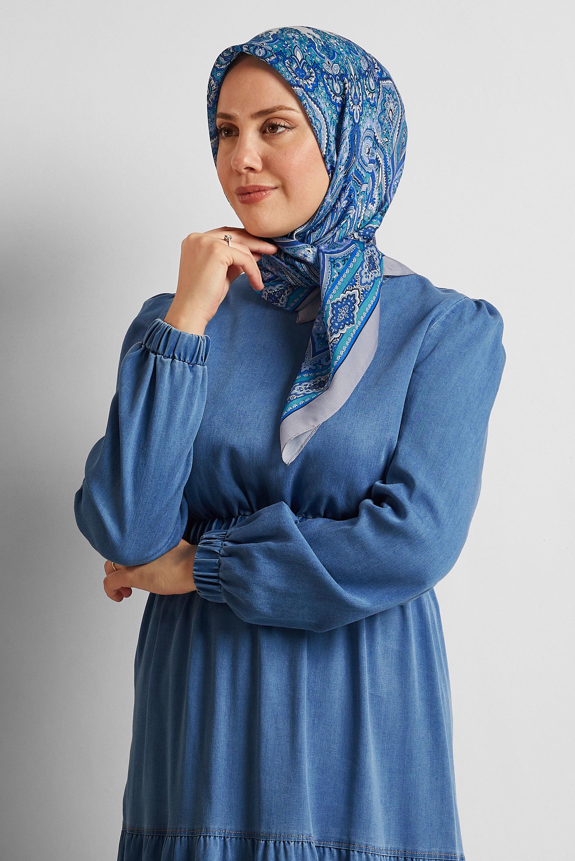 Tesettür giyim BEJ ALVİNA DESENLİ EŞARP 8551