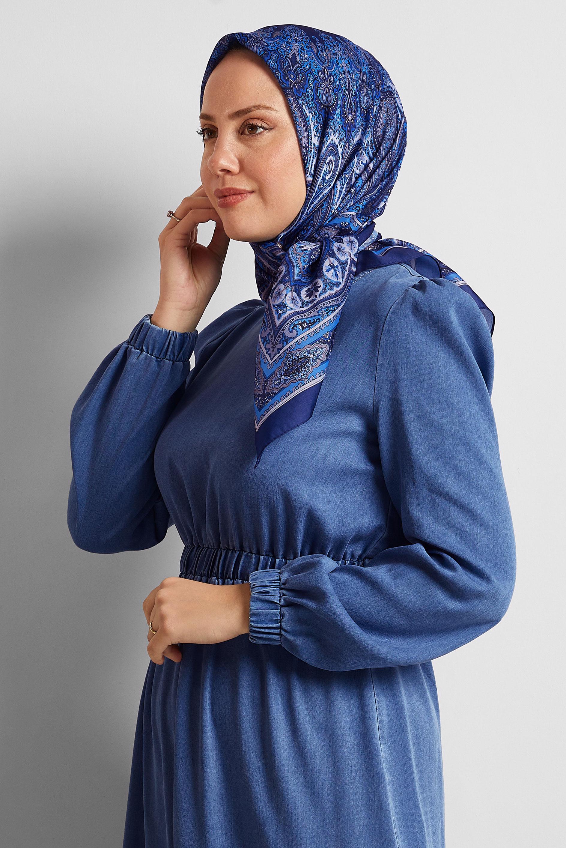 Tesettür giyim BEYAZ ALVİNA DESENLİ EŞARP 8551