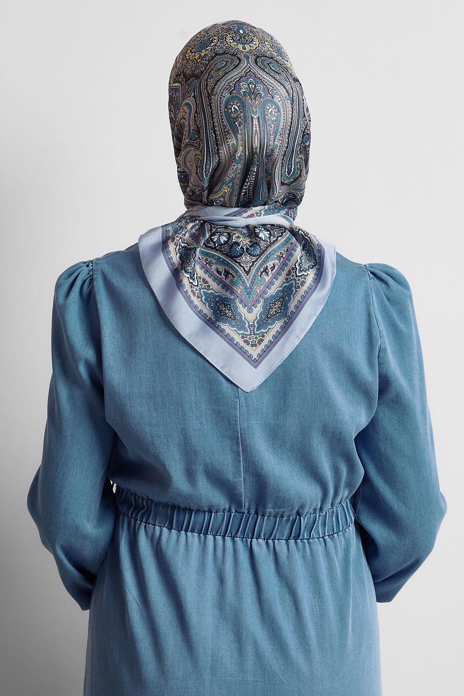 Tesettür giyim MAVİ ALVİNA DESENLİ EŞARP 8551