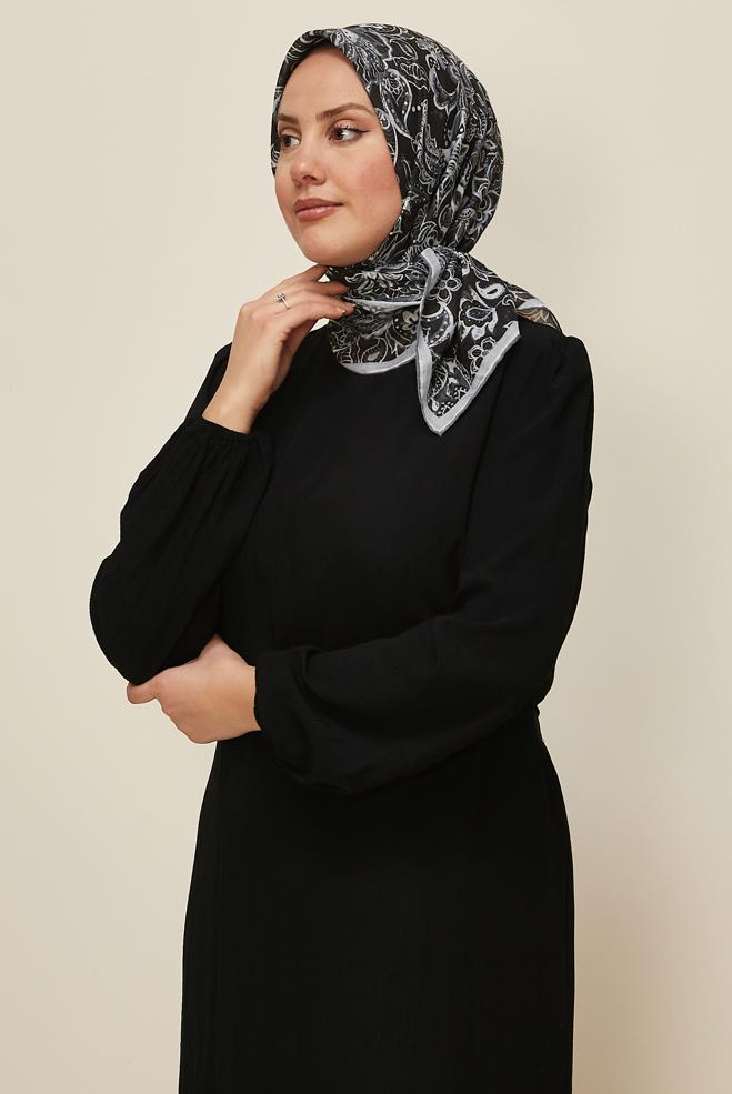 Vêtements hijab NOIR ÉCHARPE À MOTIFS ALVINA 8557 - ALVİNA