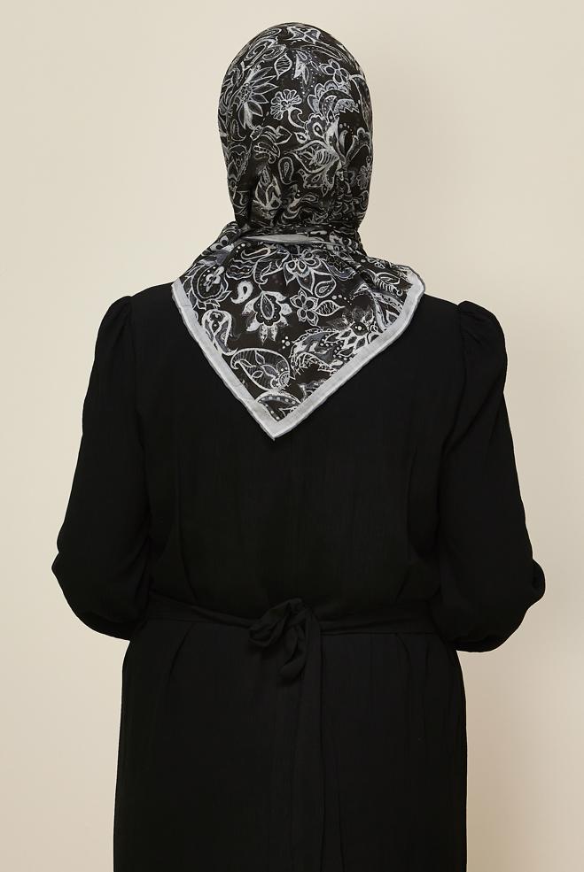 Vêtements hijab NOIR ÉCHARPE À MOTIFS ALVINA 8557 - ALVİNA