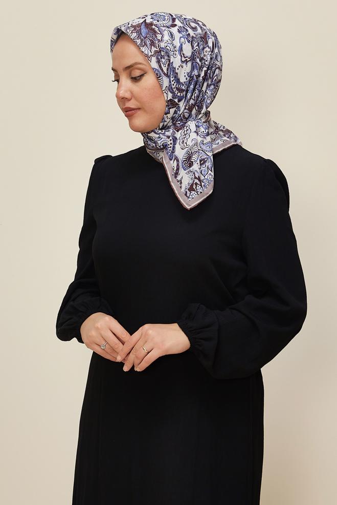 Vêtements hijab BLEU ÉCHARPE À MOTIFS ALVINA 8557 - ALVİNA