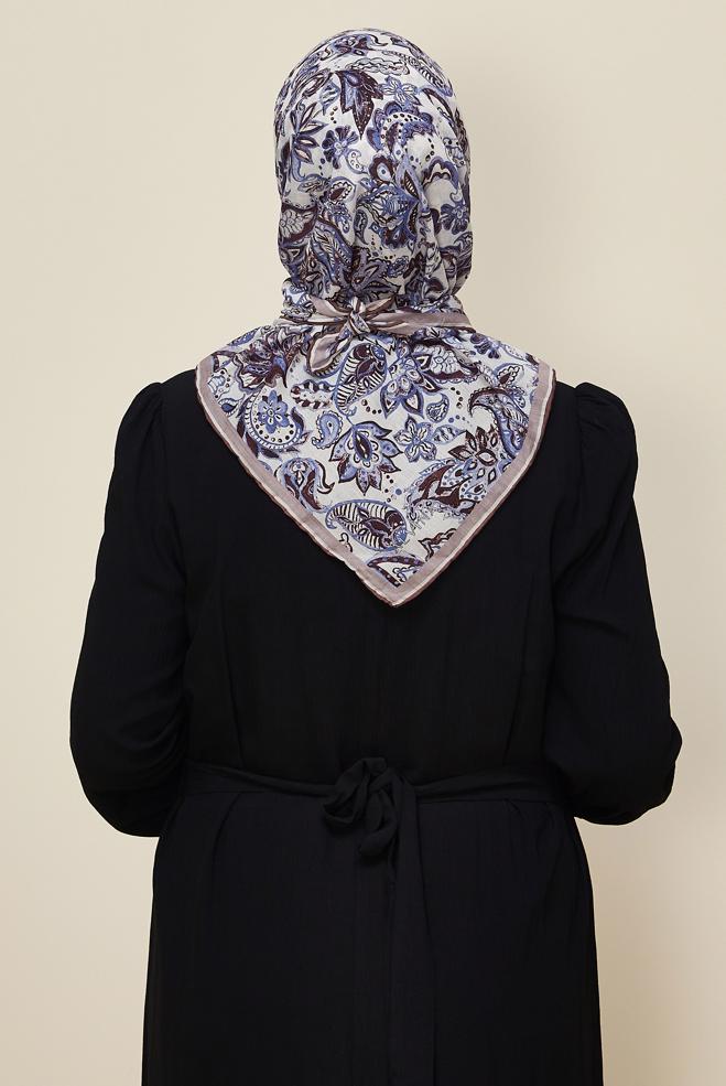 Vêtements hijab BLEU ÉCHARPE À MOTIFS ALVINA 8557 - ALVİNA