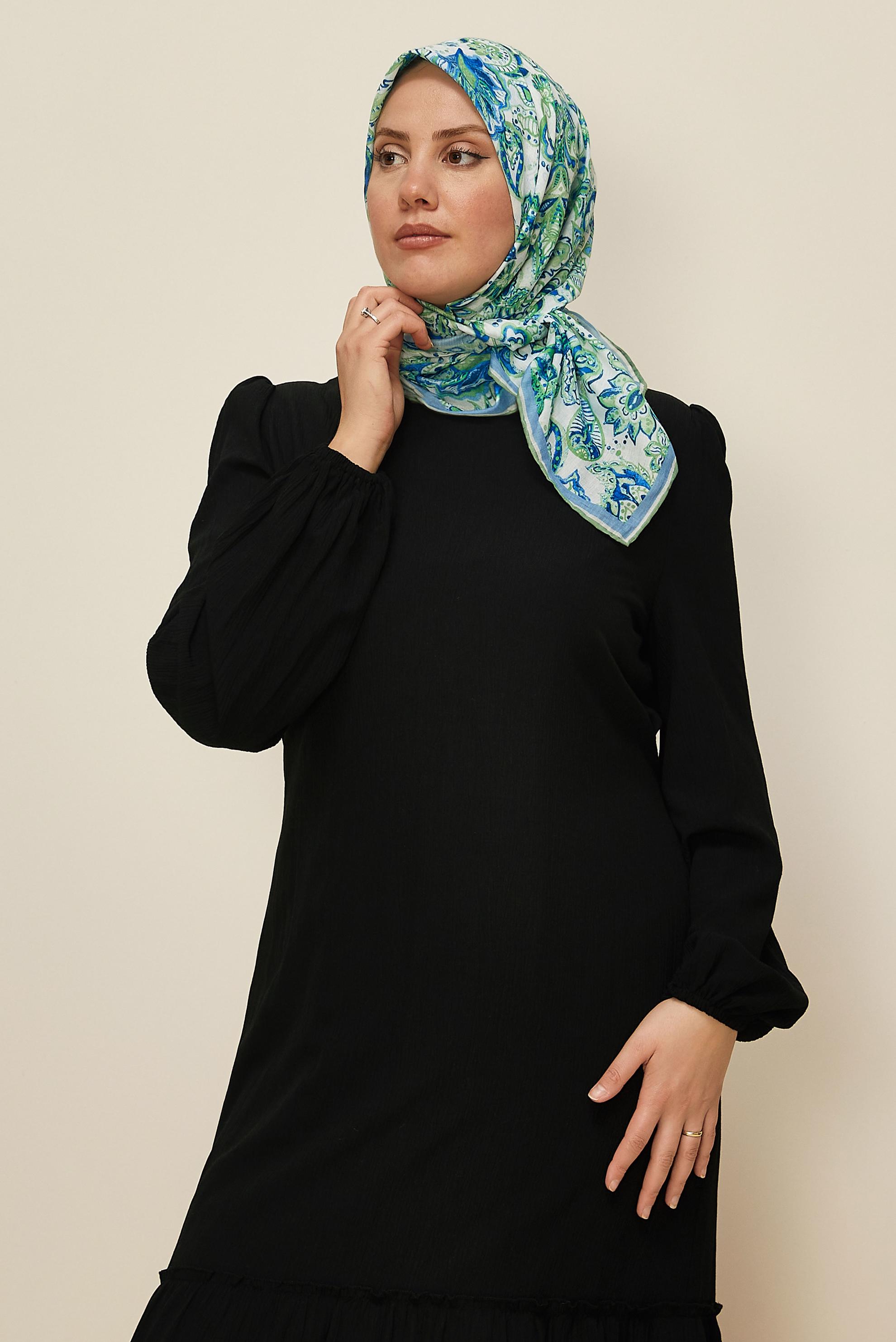 Vêtements hijab BLEU ÉCHARPE À MOTIFS ALVINA 8557