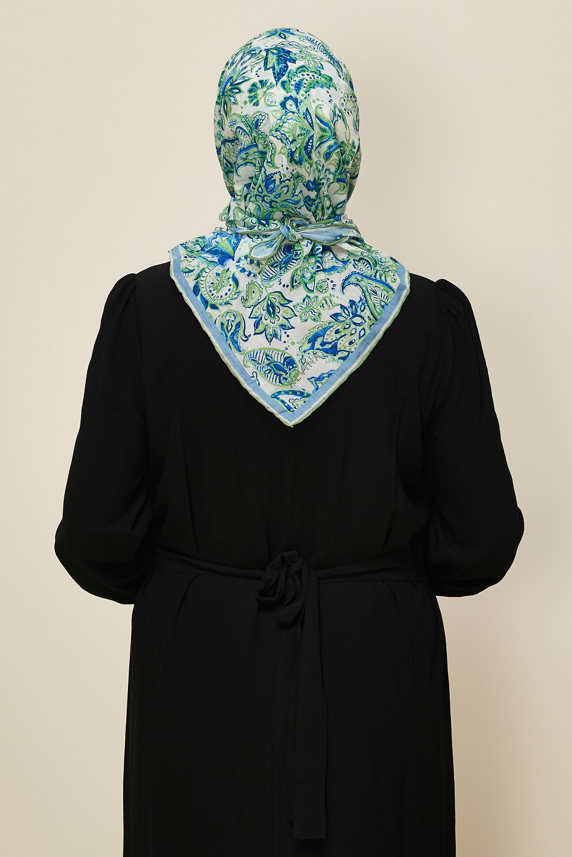Vêtements hijab BLEU ÉCHARPE À MOTIFS ALVINA 8557