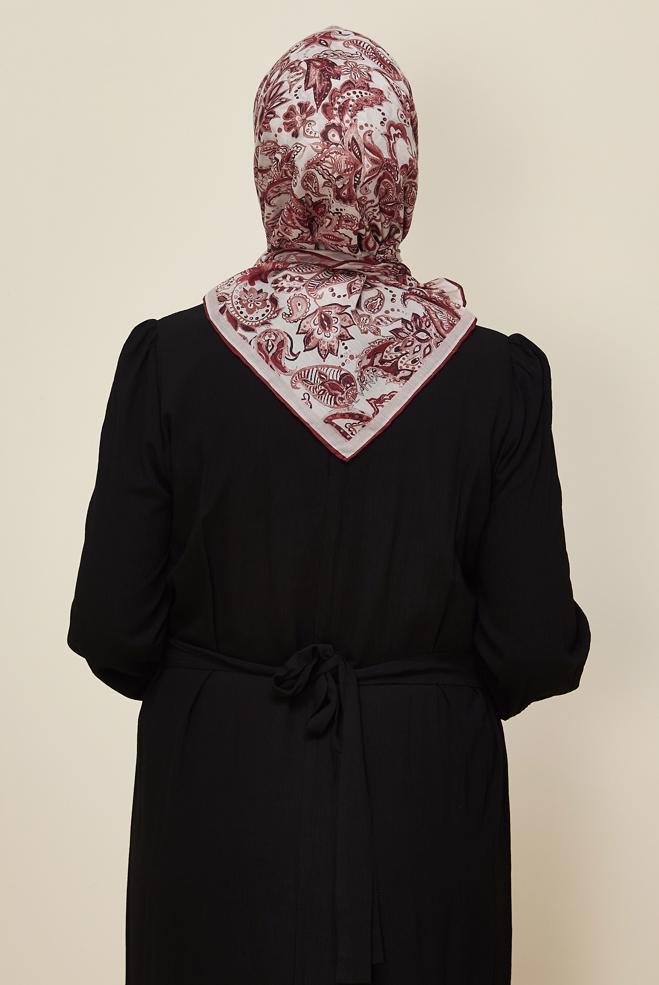 Vêtements hijab ROUGE BORDEAUX ÉCHARPE À MOTIFS ALVINA 8557 - ALVİNA