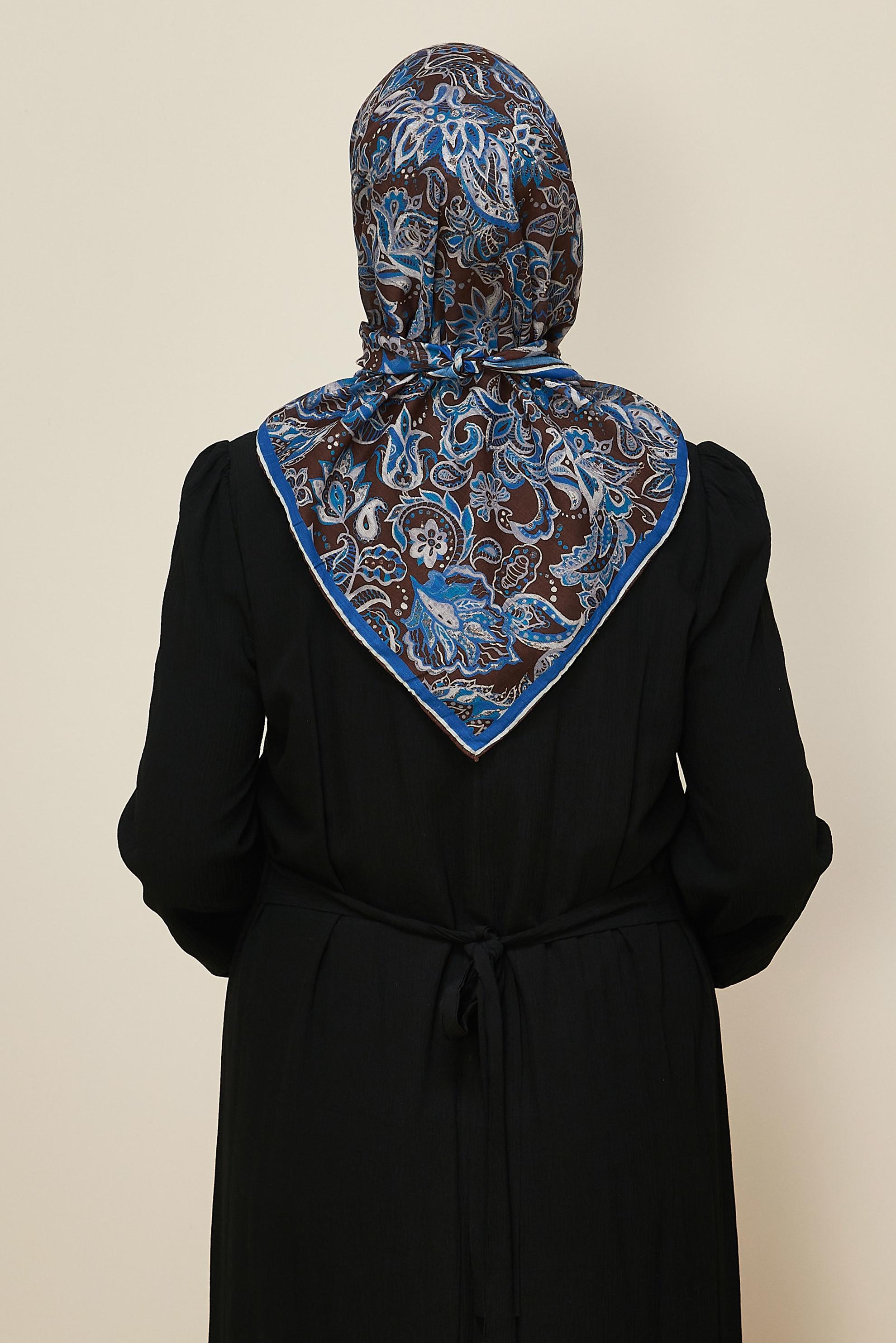 Tesettür giyim KAHVE ALVİNA NATUREL DESENLİ EŞARP 8557