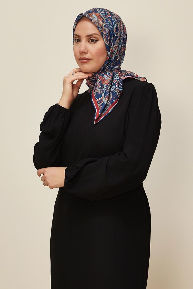 Vêtements hijab BLEU MARINE ÉCHARPE À MOTIFS ALVINA 8557 - ALVİNA