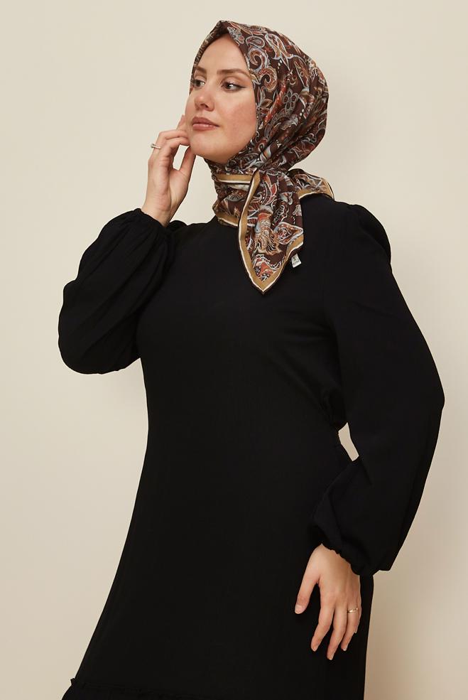 Tesettür giyim TABA ALVİNA NATUREL DESENLİ EŞARP 8557 - ALVİNA